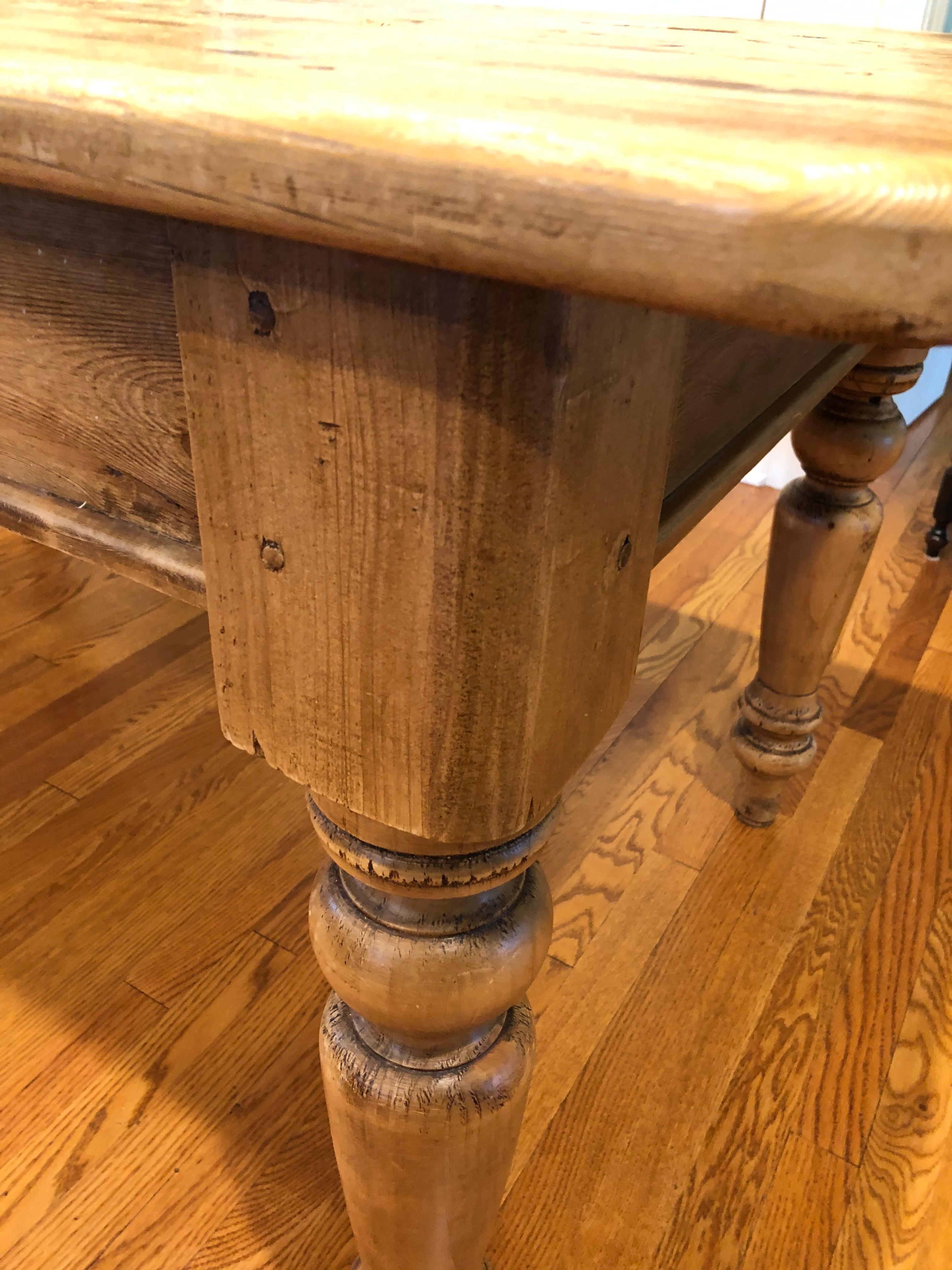 Everyone's Favorite American Pine Antique Farm Table 3