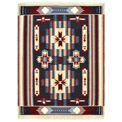 Evette, Bohemian Southwestern Handmade Area Rug, Navy