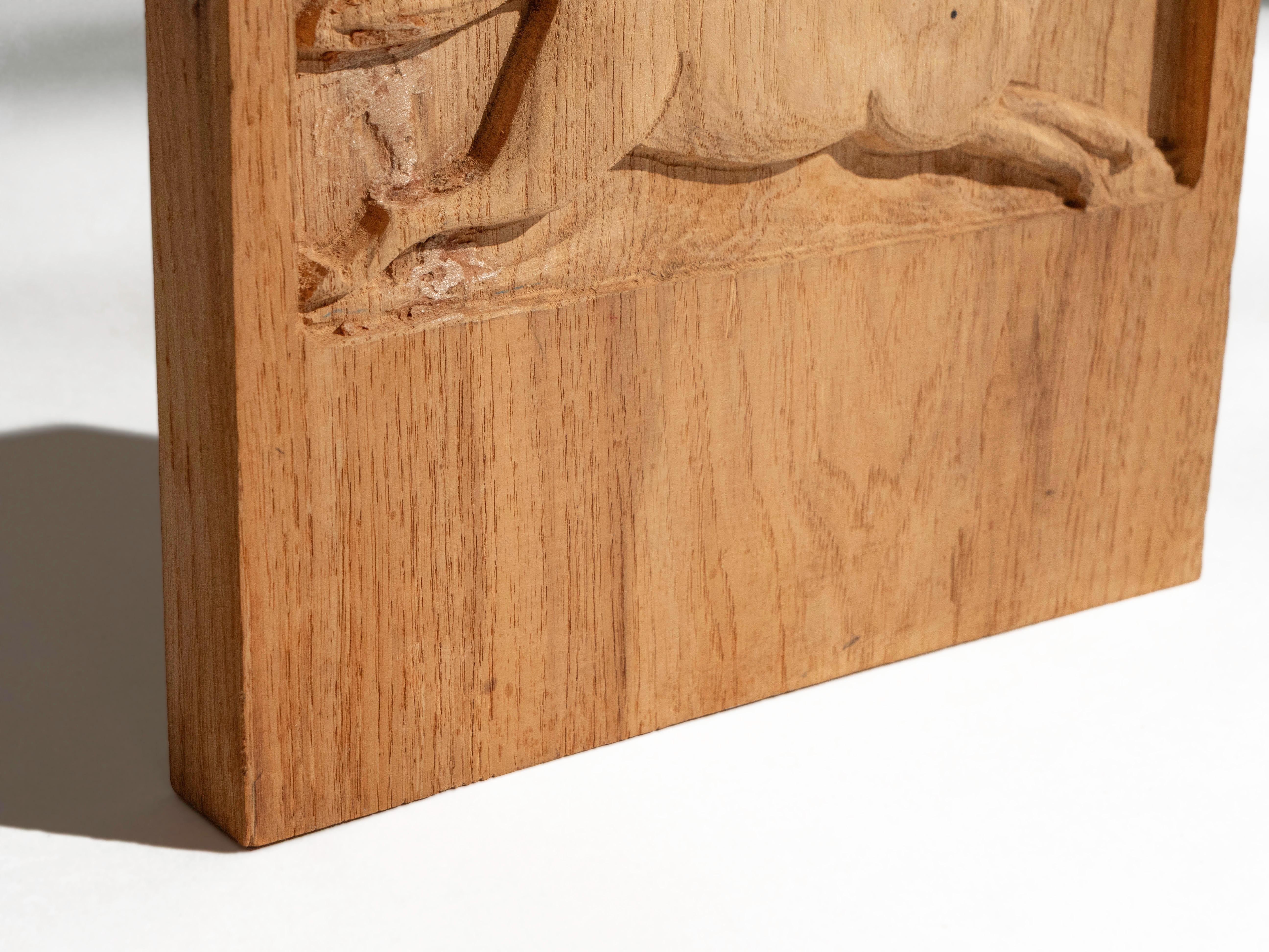 Americano Pannello in legno di Eveyln & Jerome Ackerman con scultura di cavallo in Oak per Era Industries, 197 in vendita