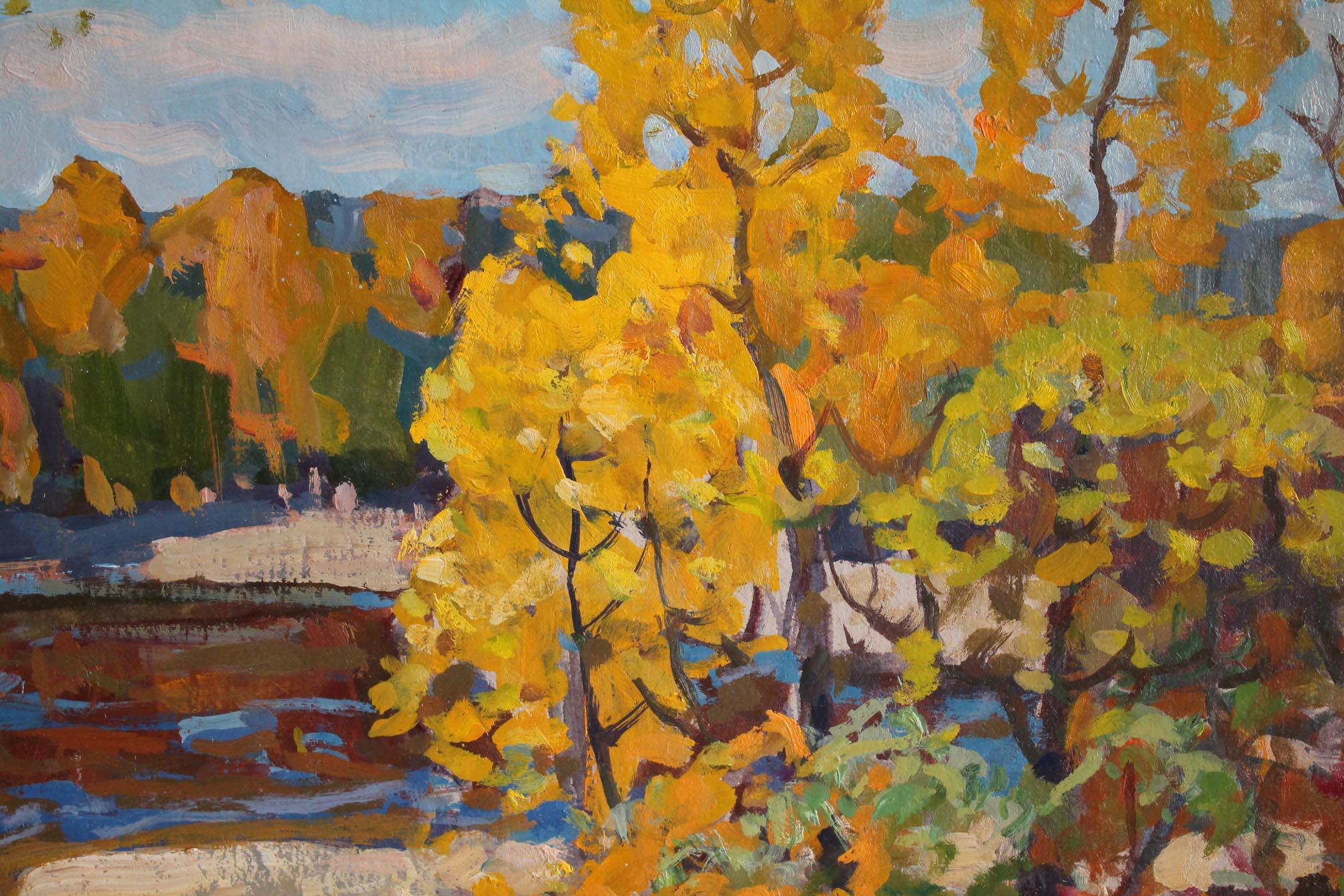 Autumn on the River - Impressionist Painting by Evgeni Chuikov