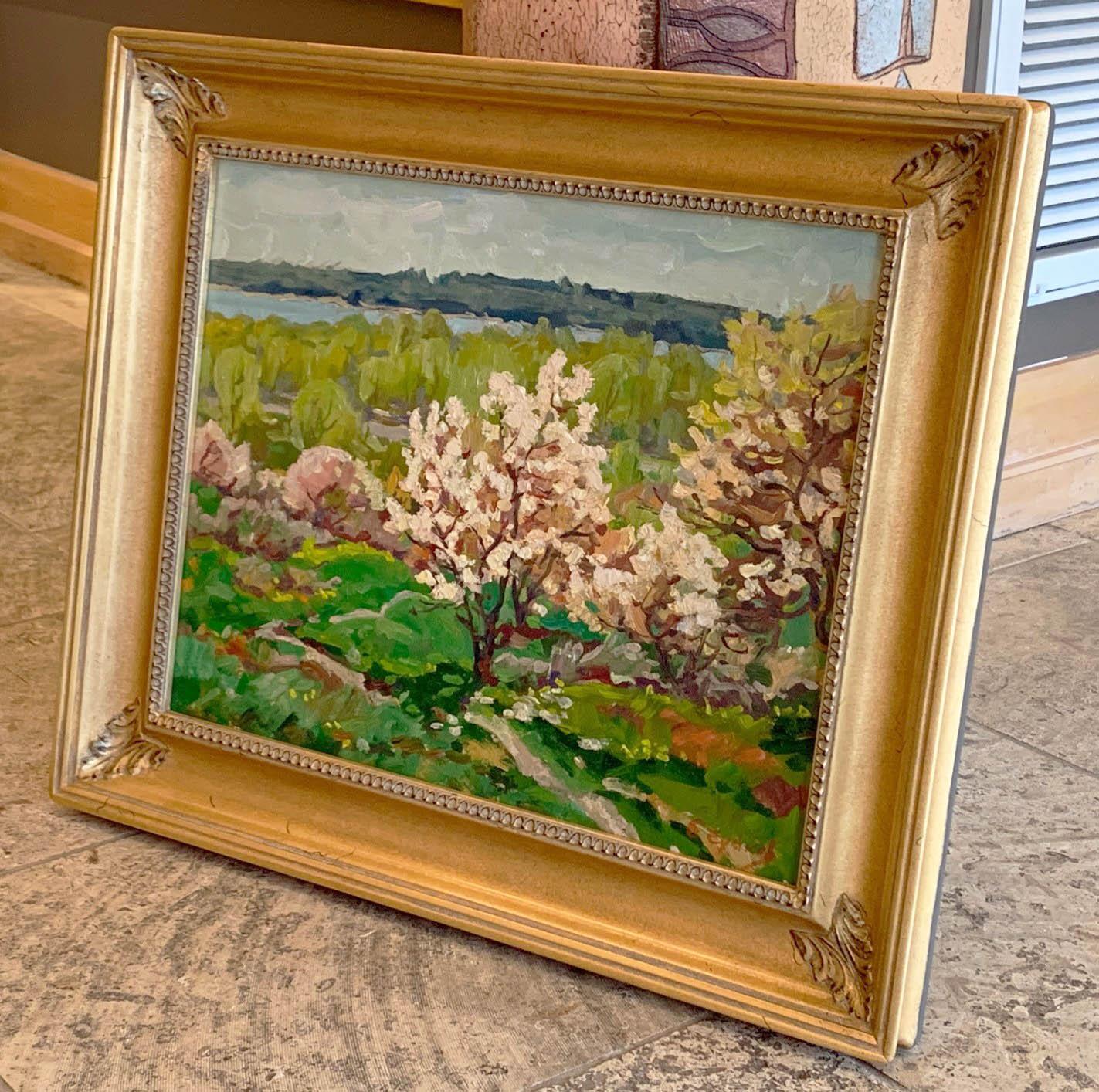 Rosa Blütenblätter – Painting von Evgeni Chuikov