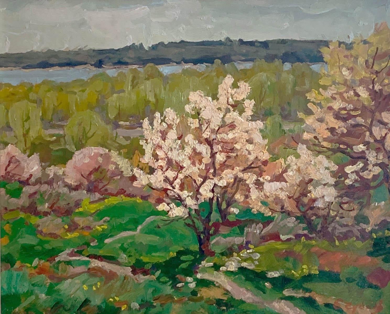 Evgeni Chuikov Landscape Painting - Pink Blossoms