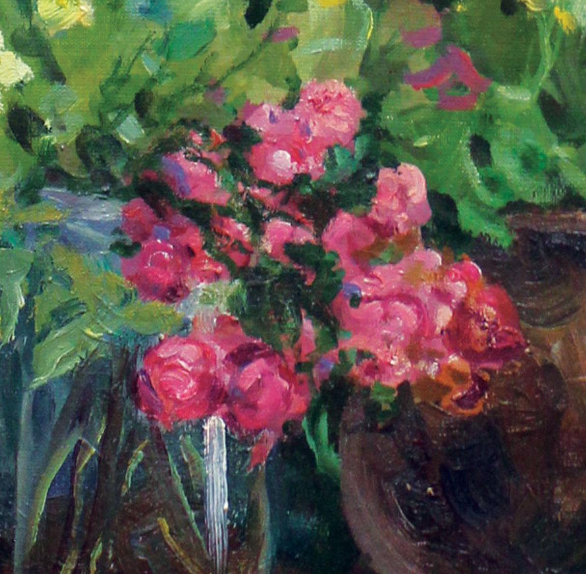 Roses - Impressionnisme Painting par Evgeni Chuikov