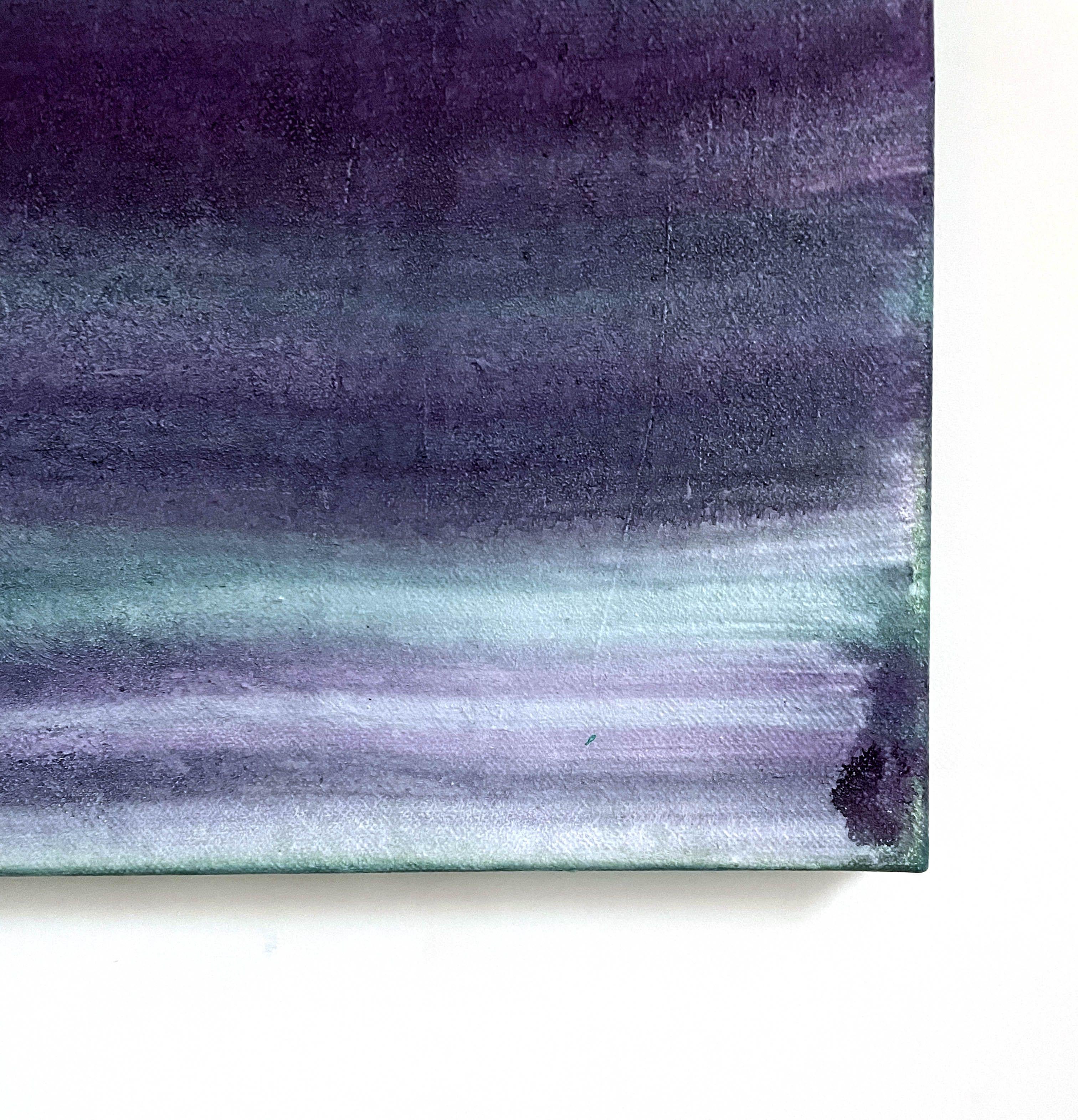 Peinture abstraite minimaliste originale.   Les nuances de violet, d'émeraude en combinaison avec l'orange et la peinture en aérosol de la ligne bordeaux.    DIMENSIONS : 70 X 90 cm    DÉTAILS :     - Acrylique de haute qualité, peinture en aérosol