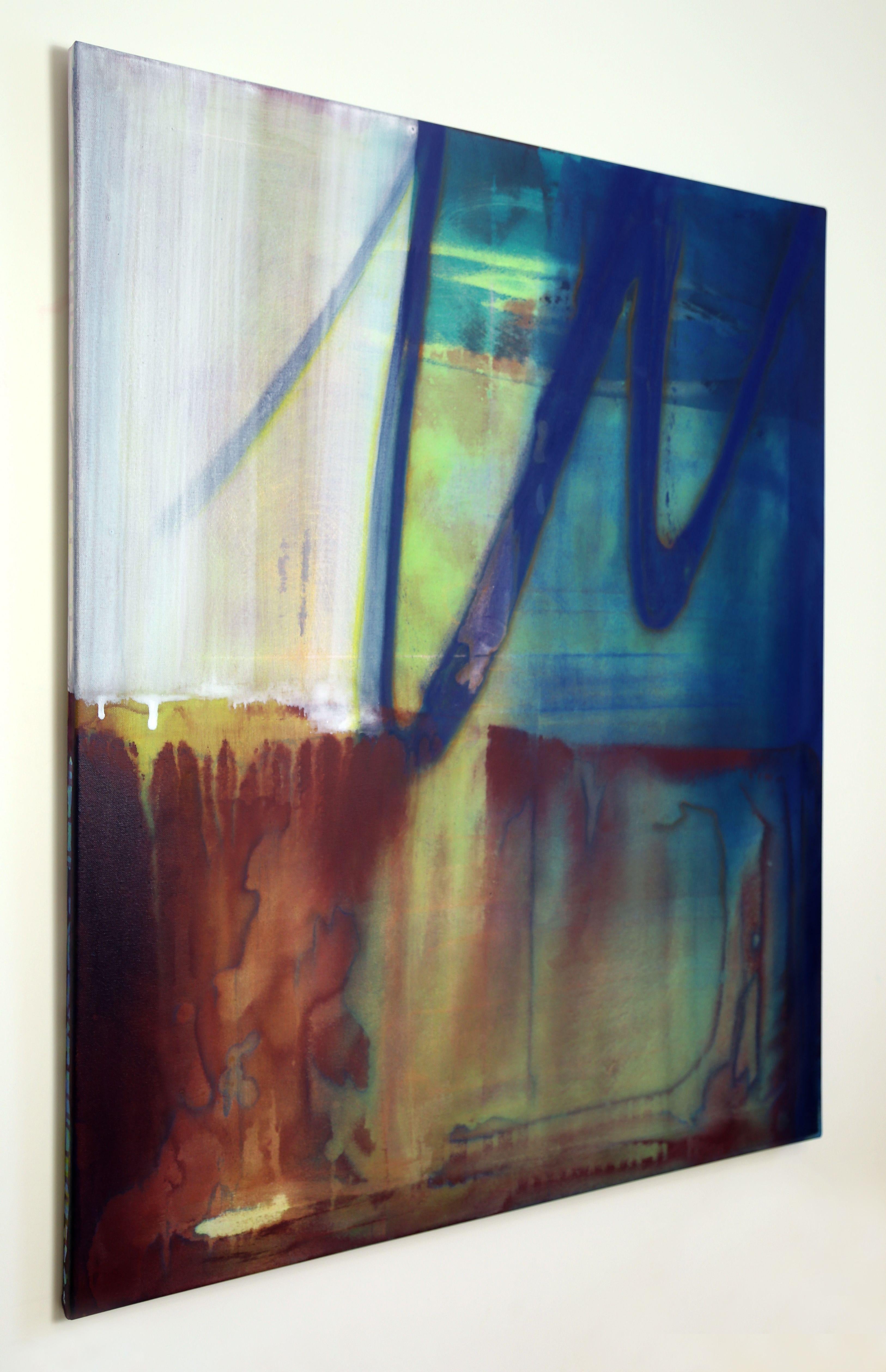 THUNDERSTORM, Painting, Acrylic on Canvas - Green Abstract Painting by Evgenia  Makarova 