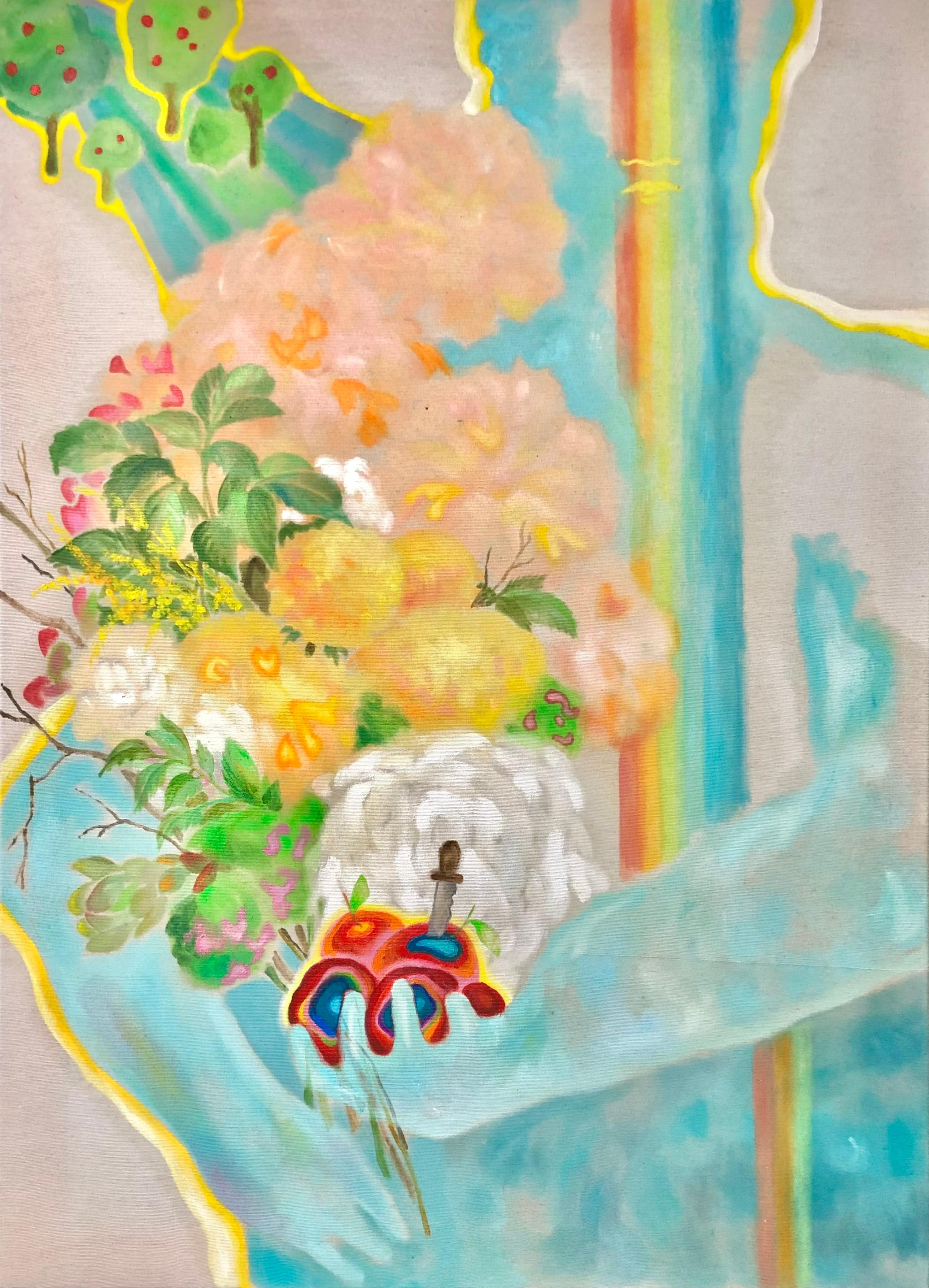 „Ernte/Paradise“ Äpfel, 120x80 cm Leinwand, Öl im Angebot 1