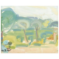 Evgenij Klenø, Danish artist. Park scene. Oil on canvas. Mid-20th C.