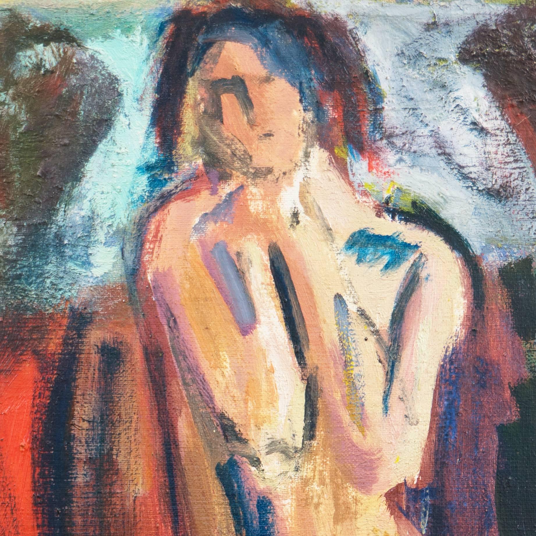 'Standing Nude', Royal Danish Academy of Fine Art, Copenhagen Modernist - Brown Nude Painting by Evgenij Klenø