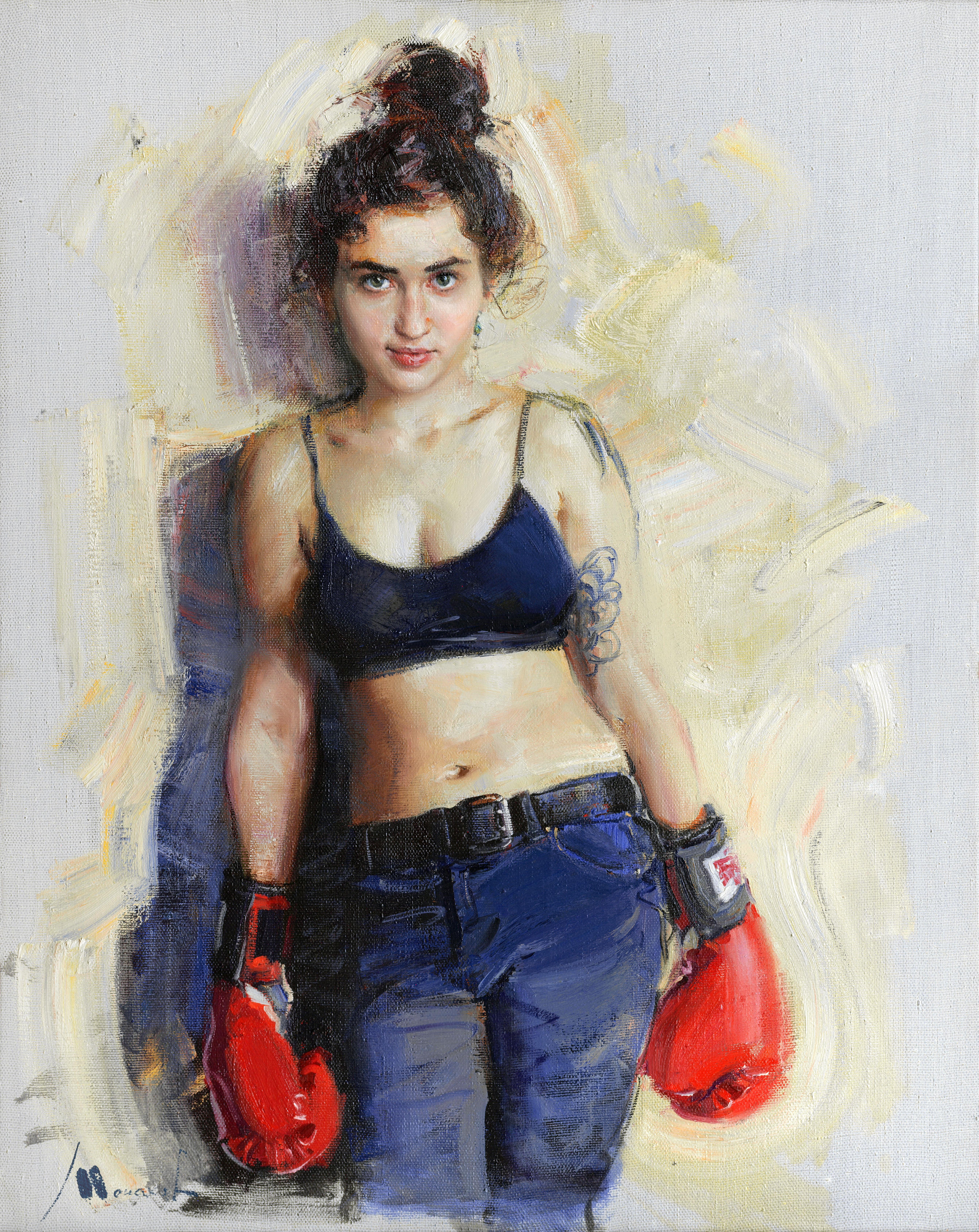 Evgeniy Monahov Figurative Painting – Das Boxermädchen