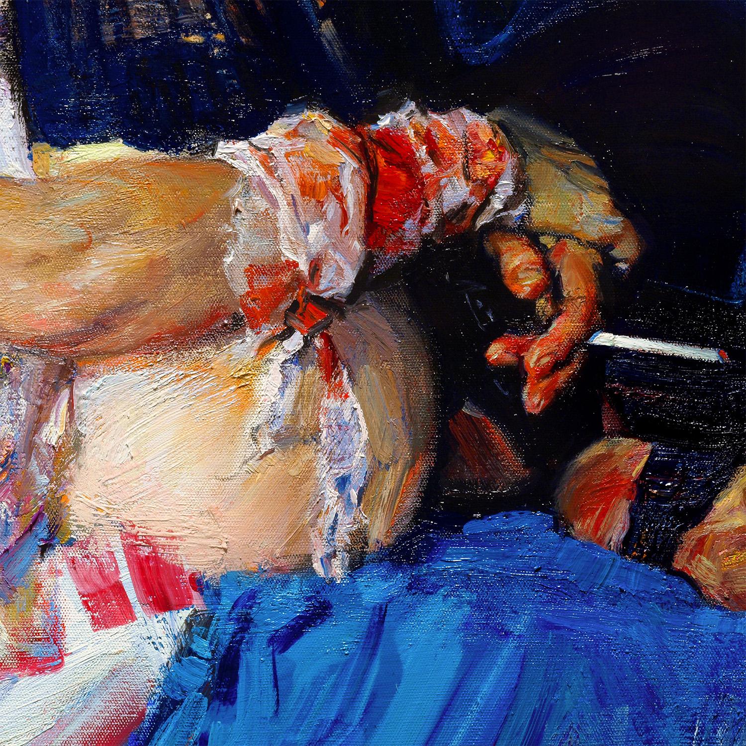Il sognatore - Figurative Painting Viola di Evgeniy Monahov