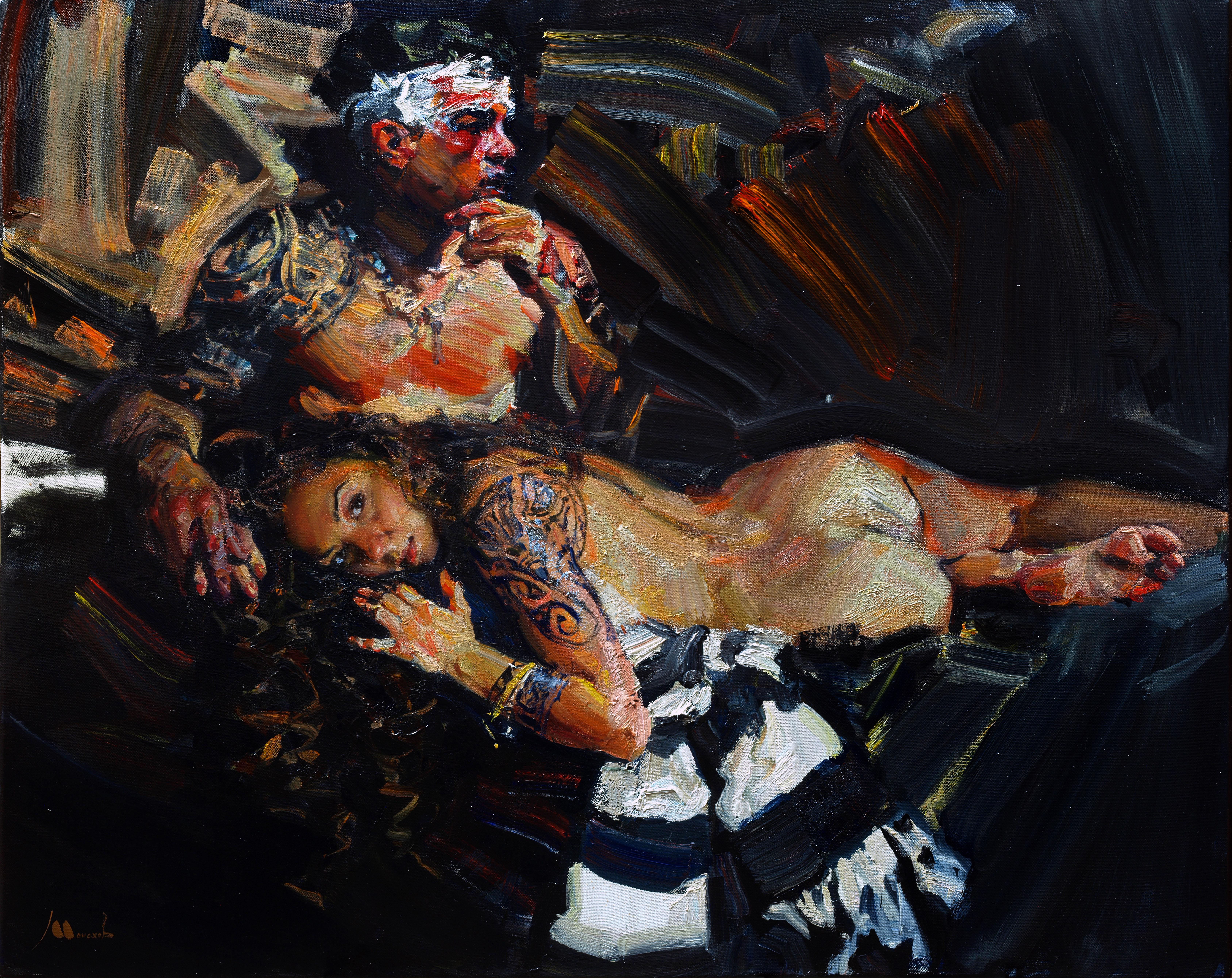 Figurative Painting de Evgeniy Monahov - Lobos jóvenes