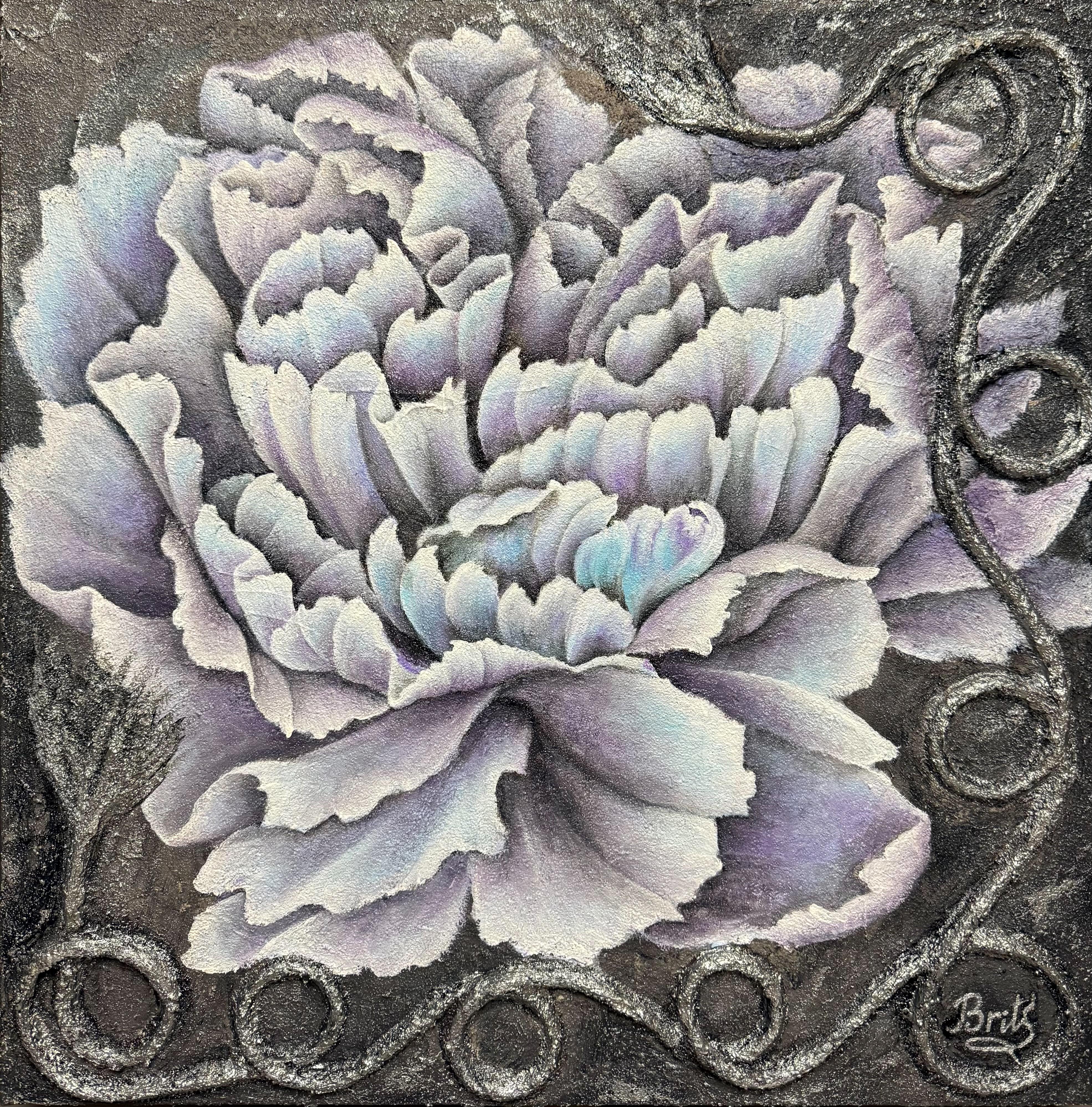 Clavel Azul - Impressionnisme abstrait Painting par Evgeniya Brits