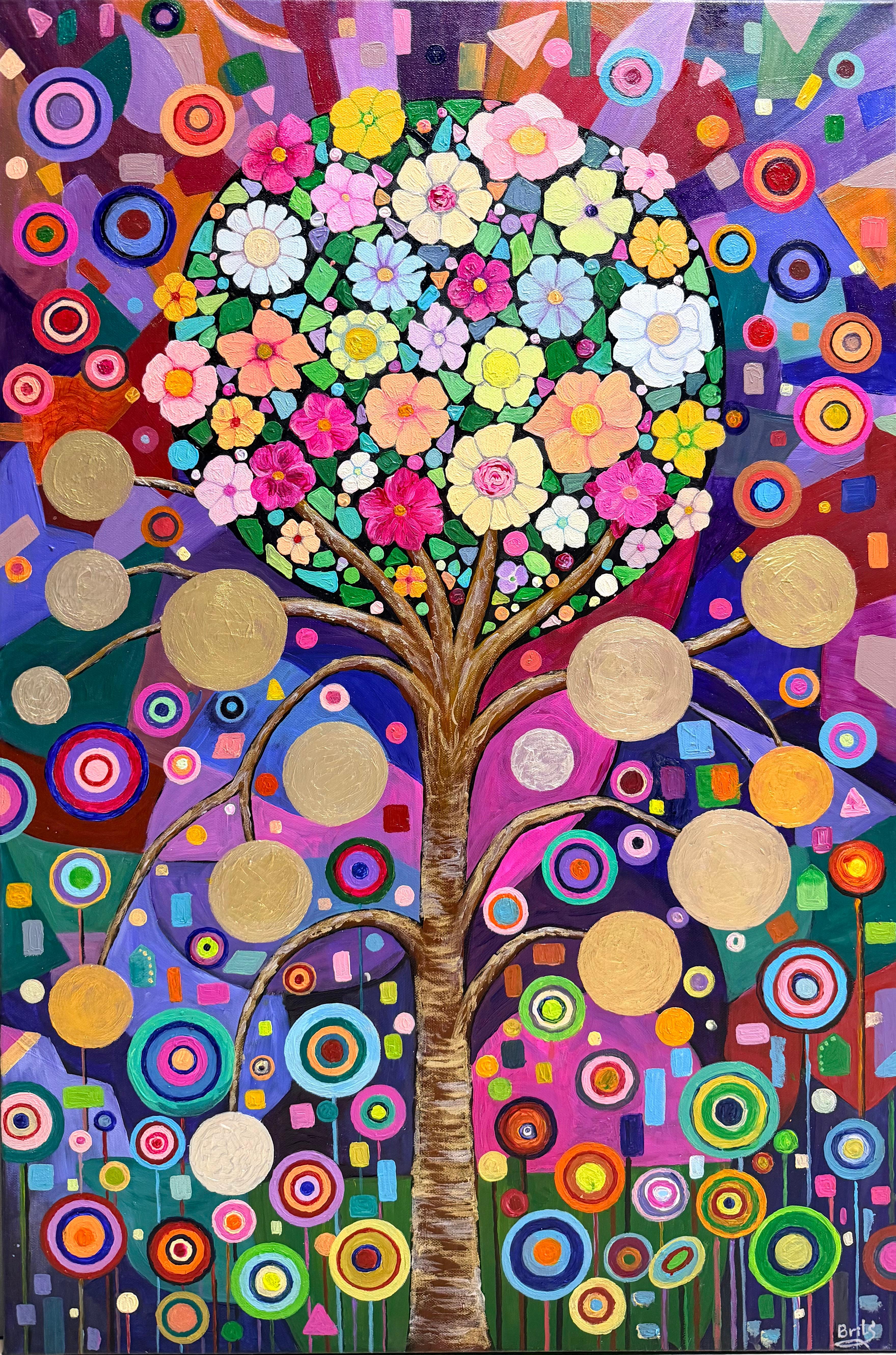 Evgeniya Brits Abstract Painting - "Constellation of Flowers."
