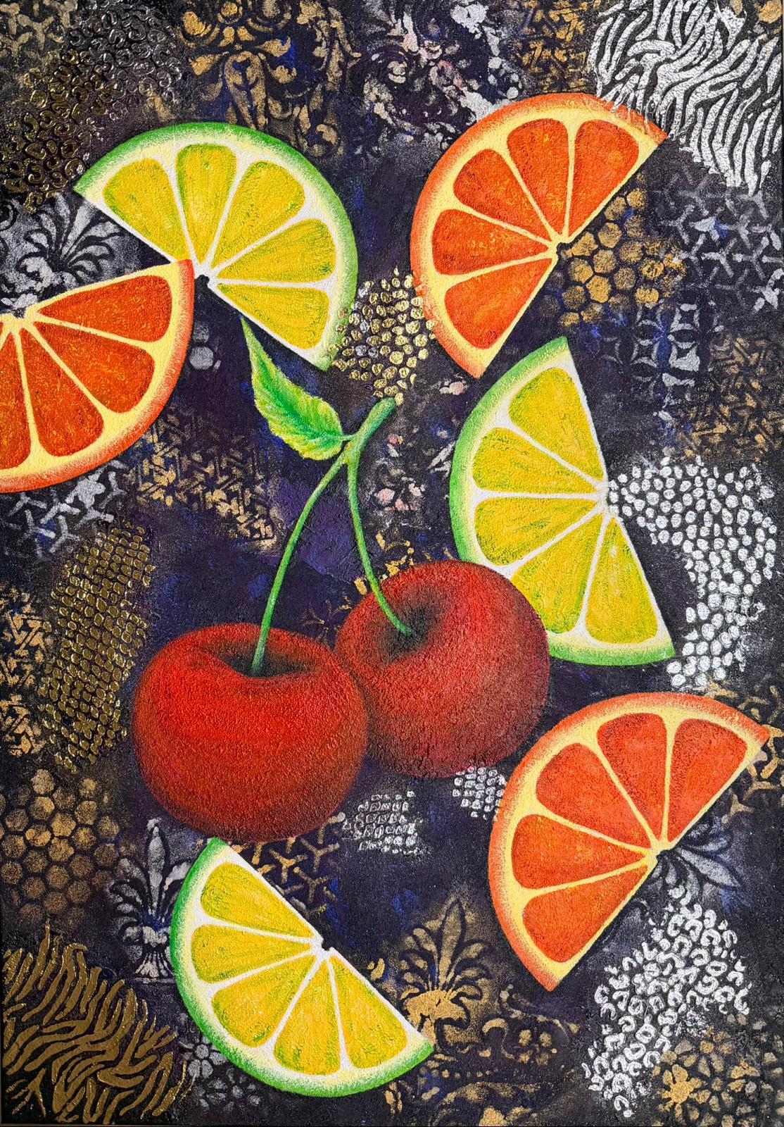 Evgeniya Brits Abstract Painting – „Fruit Symphony 2“.    Obstsammlung.