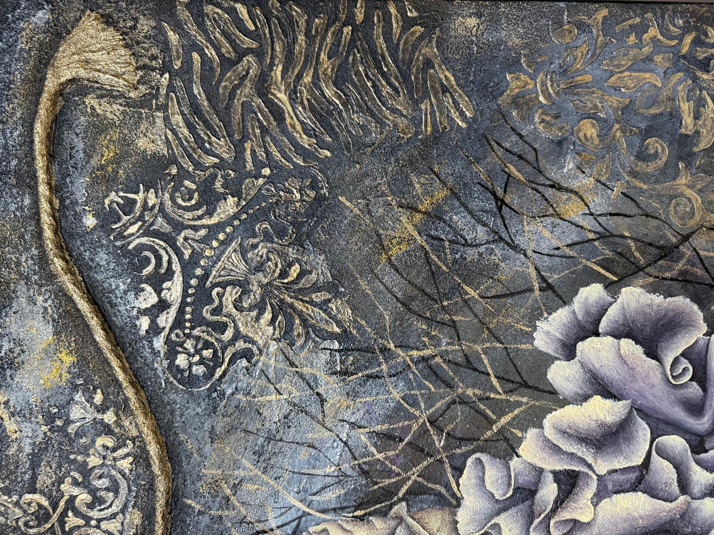 Golden Lace - Abstract Impressionist Painting by Evgeniya Brits