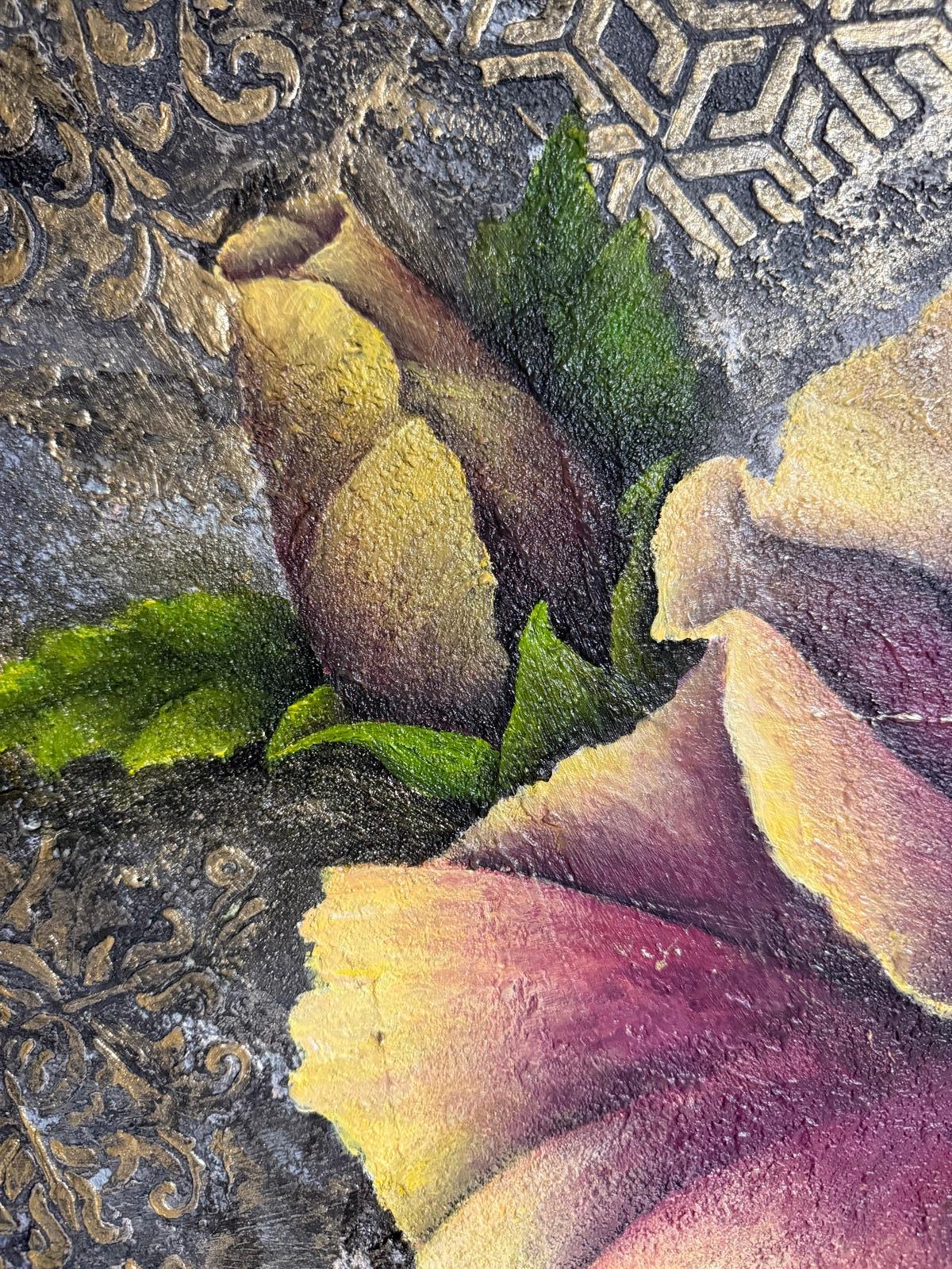 Pizzo d'oro - Abstract Painting Grigio di Evgeniya Brits