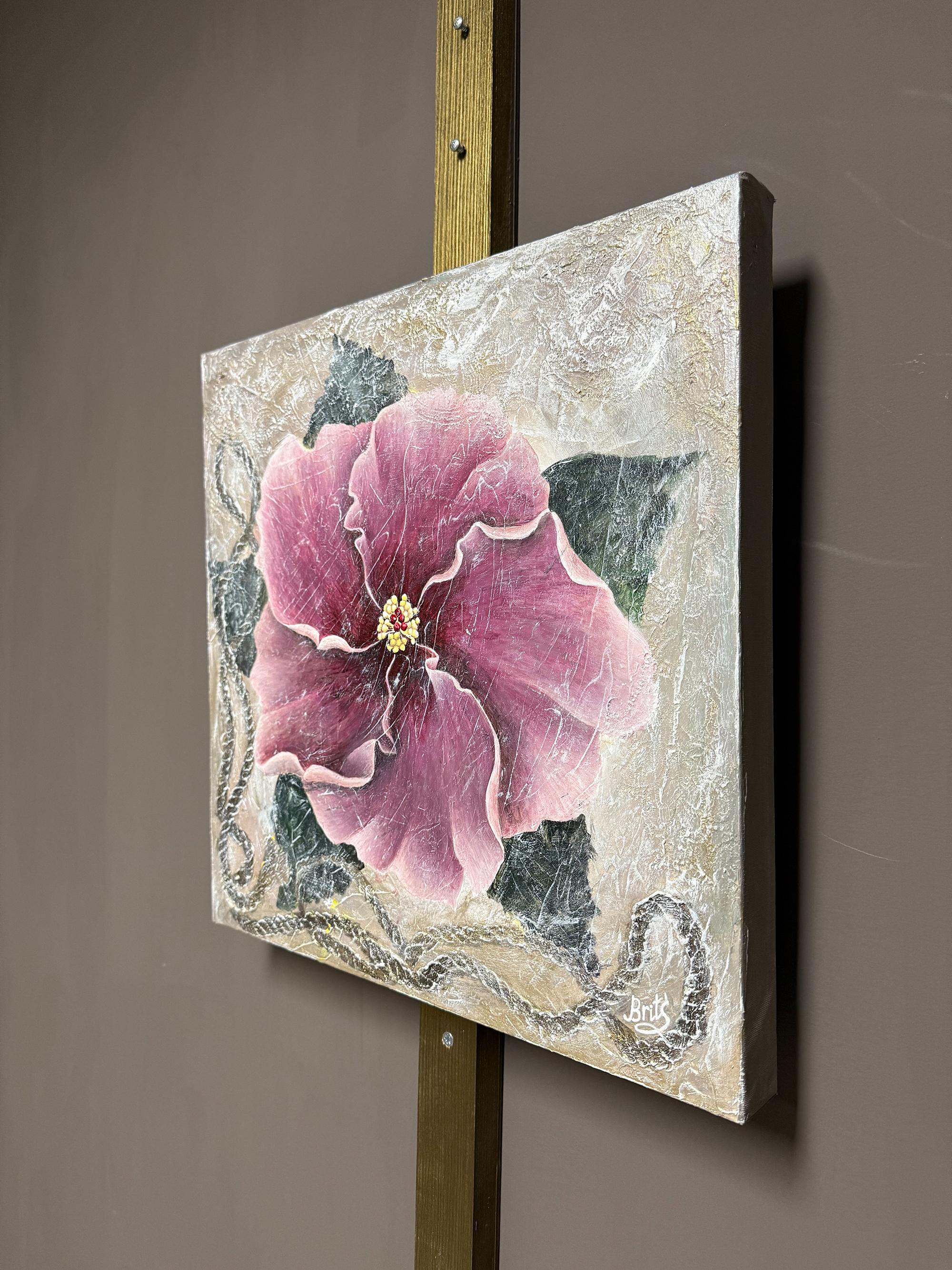 Hibisco 2 - Abstract Painting Grigio di Evgeniya Brits
