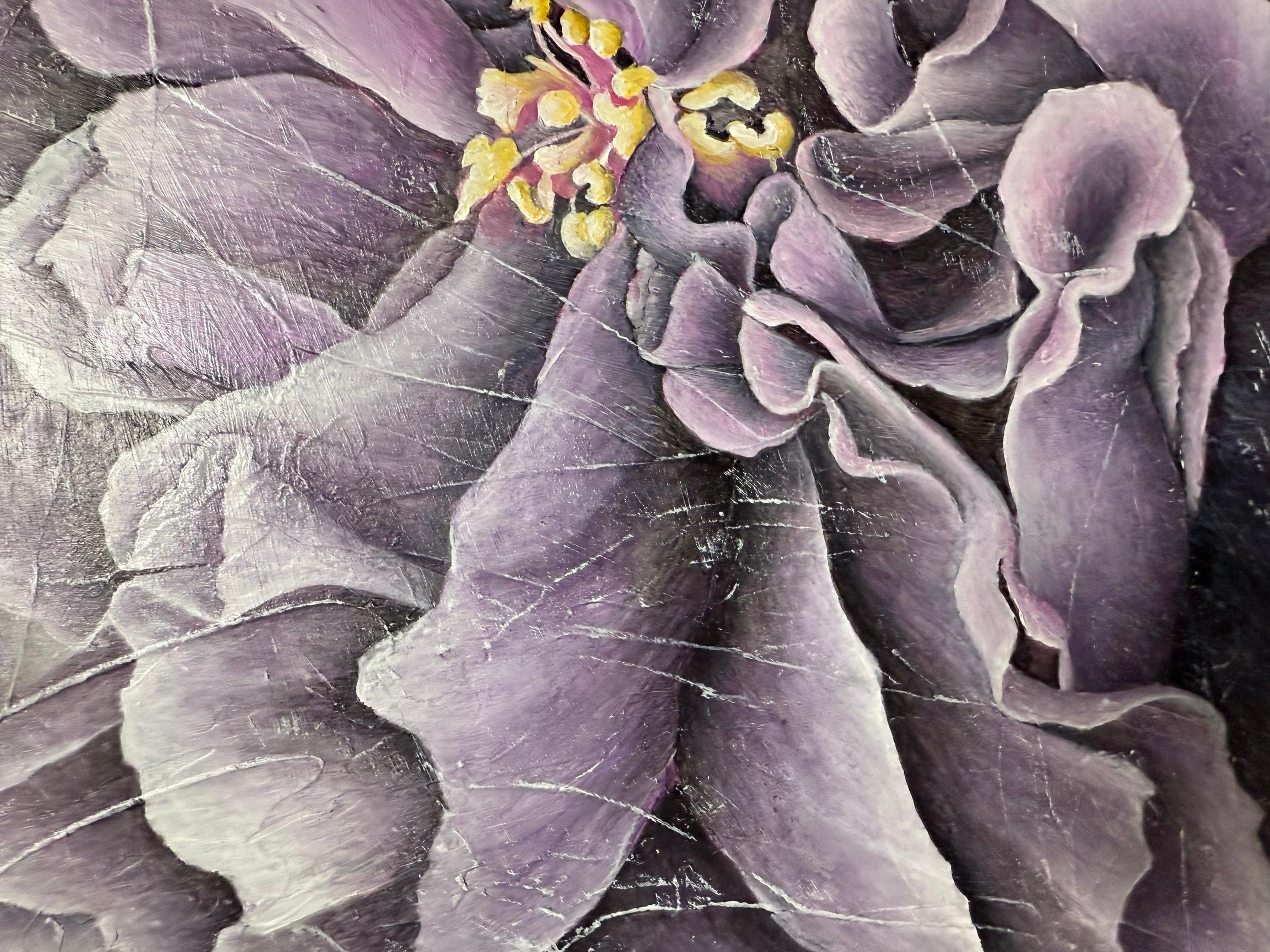 Hibiscus (Grau), Abstract Painting, von Evgeniya Brits