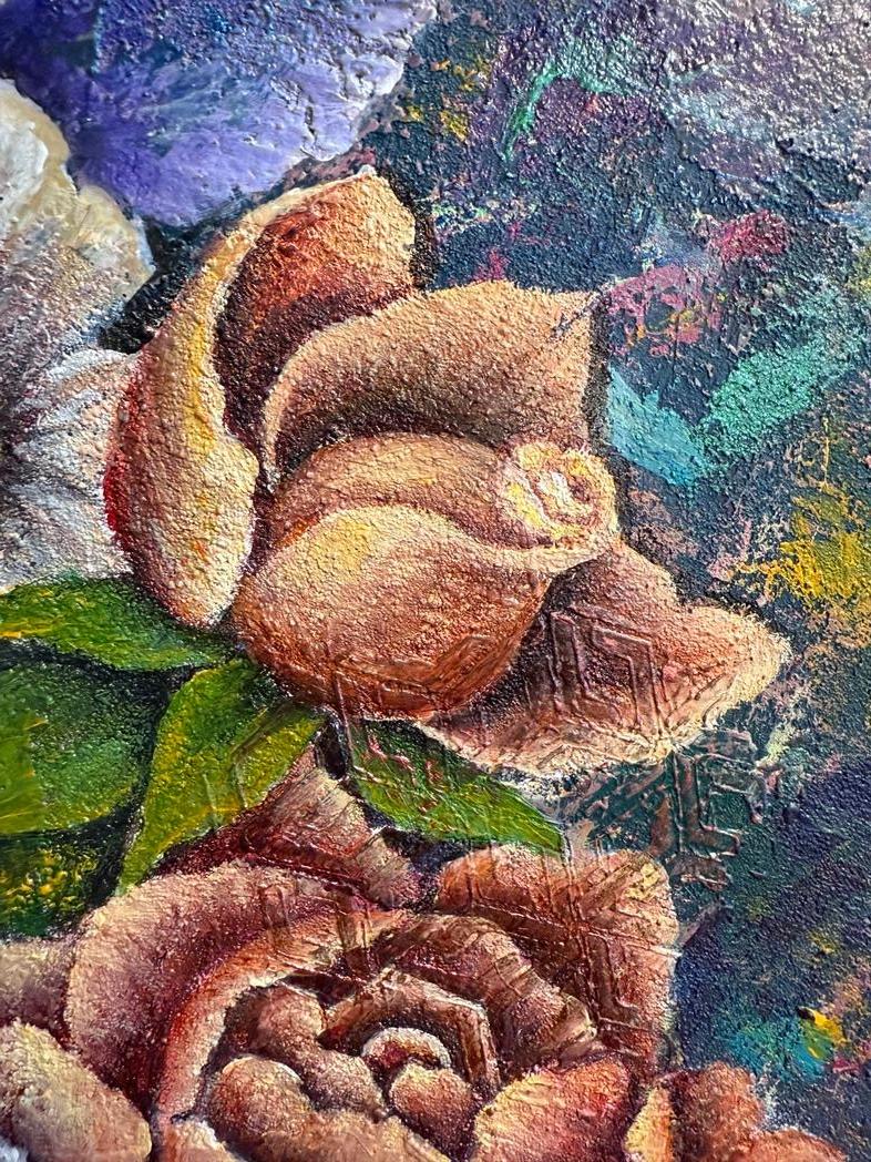 Mystère de la floraison - Gris Abstract Painting par Evgeniya Brits