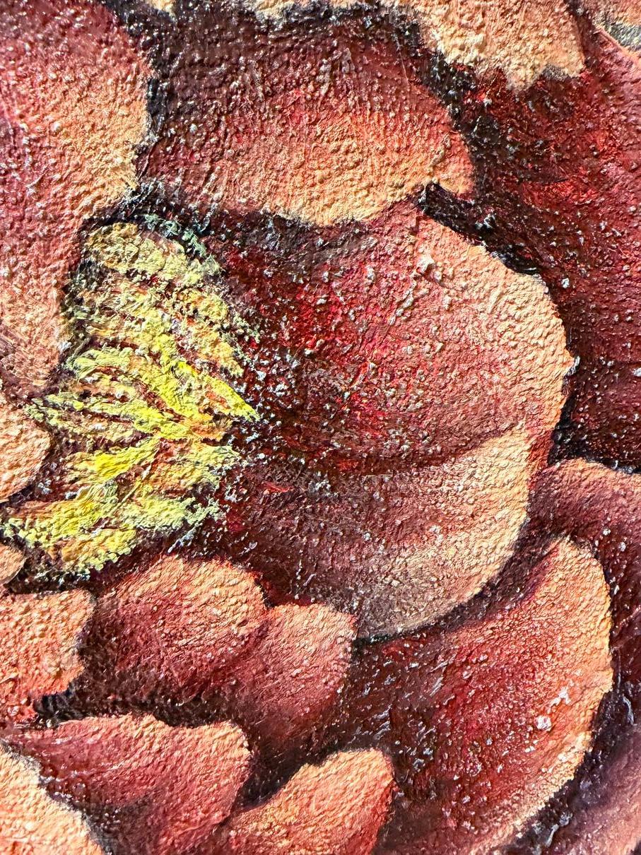 Peonies of Time - Brown Abstract Painting by Evgeniya Brits