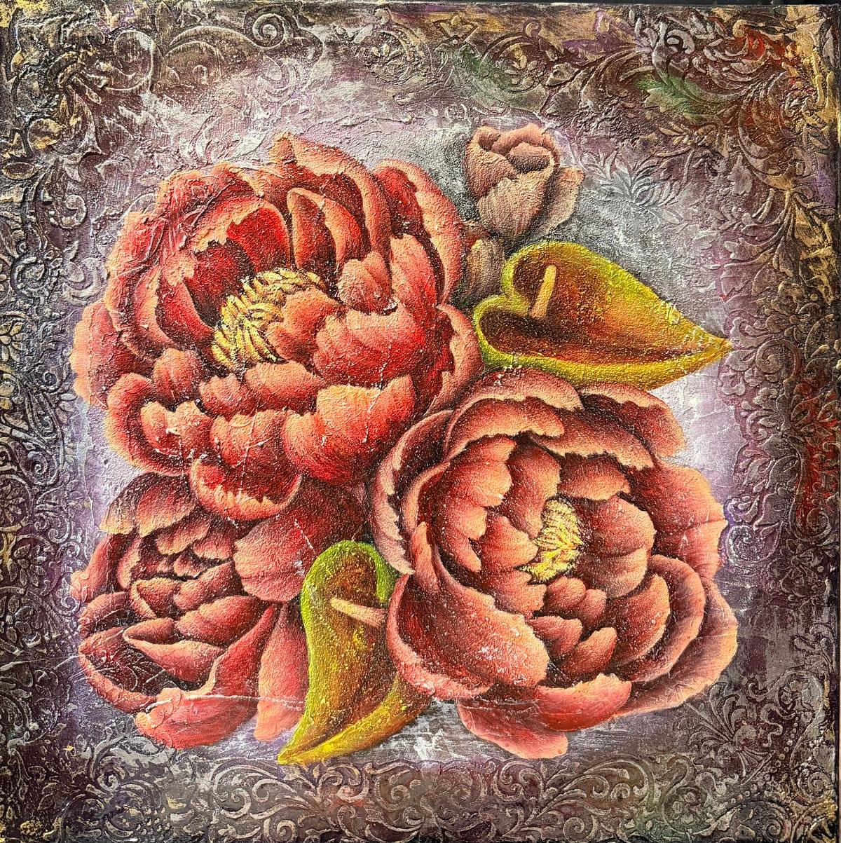 Evgeniya Brits Abstract Painting - Peonies of Time