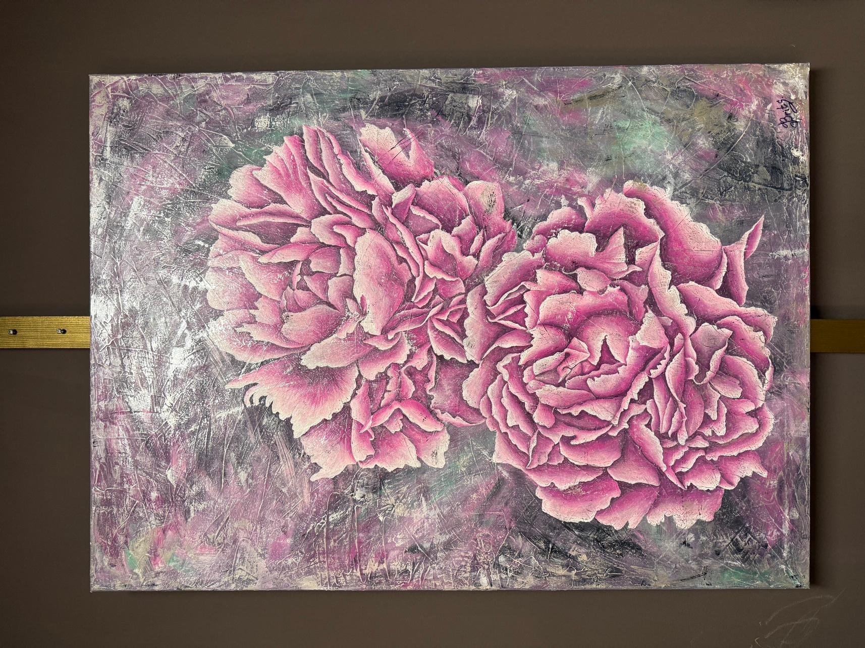 Pink Peonies – Painting von Evgeniya Brits