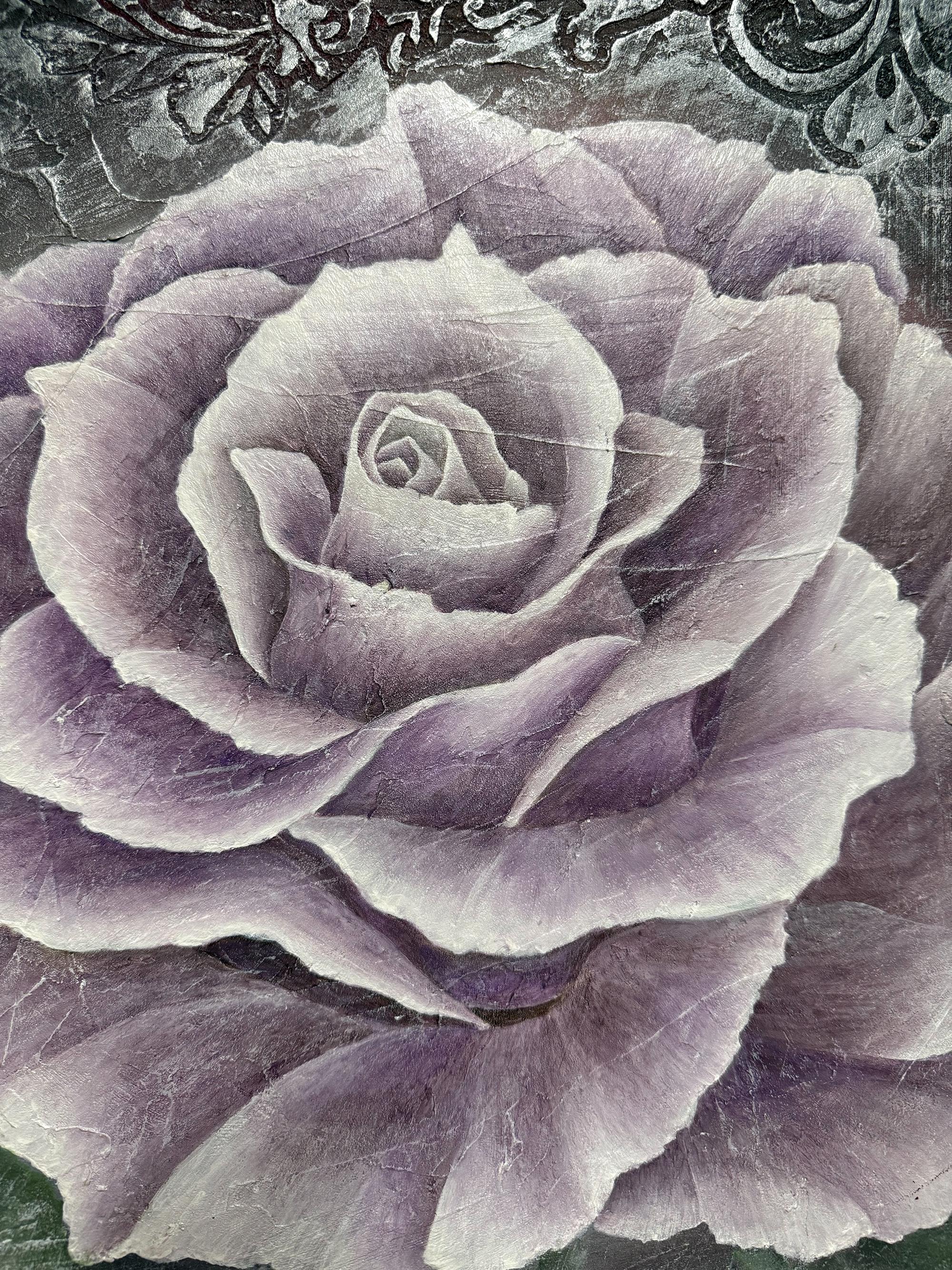 Rosa Violeta - Abstract Painting Grigio di Evgeniya Brits