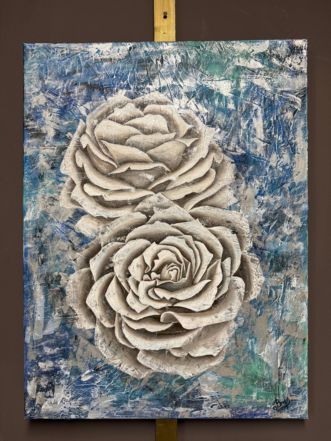 Roses in Ice - Painting by Evgeniya Brits
