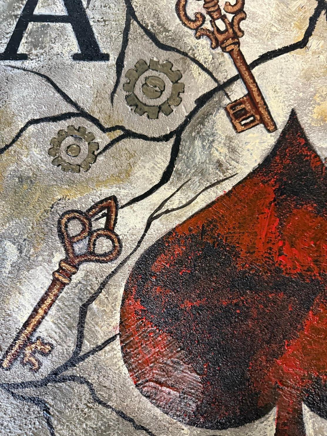 Die Geheimnisse des Spatens (Braun), Abstract Painting, von Evgeniya Brits