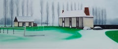 "Irina Miftahova" Peinture à l'huile de paysage 20" x 47" pouces par Evgeniya Buravleva