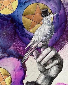 Magic Realism Figurative Artwork, "Abundance (Nine of Pentacles)"