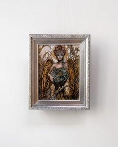Peinture figurative surréaliste pop, « Un nid d'oiseau de feu »