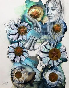 Œuvre d'art figurative du réalisme magique Flower (Seven of Pentacles) de Evgeniya Golik