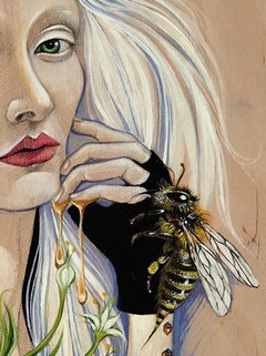 Magic Realism Figurative Artwork, "Honey and Bees" by Evgeniya Golik