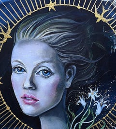 Magic Realism Figurative Artwork, "Spring Herald" by Evgeniya Golik