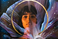 Surrealist Oil Painting on Photograph, "Queen of Rain"