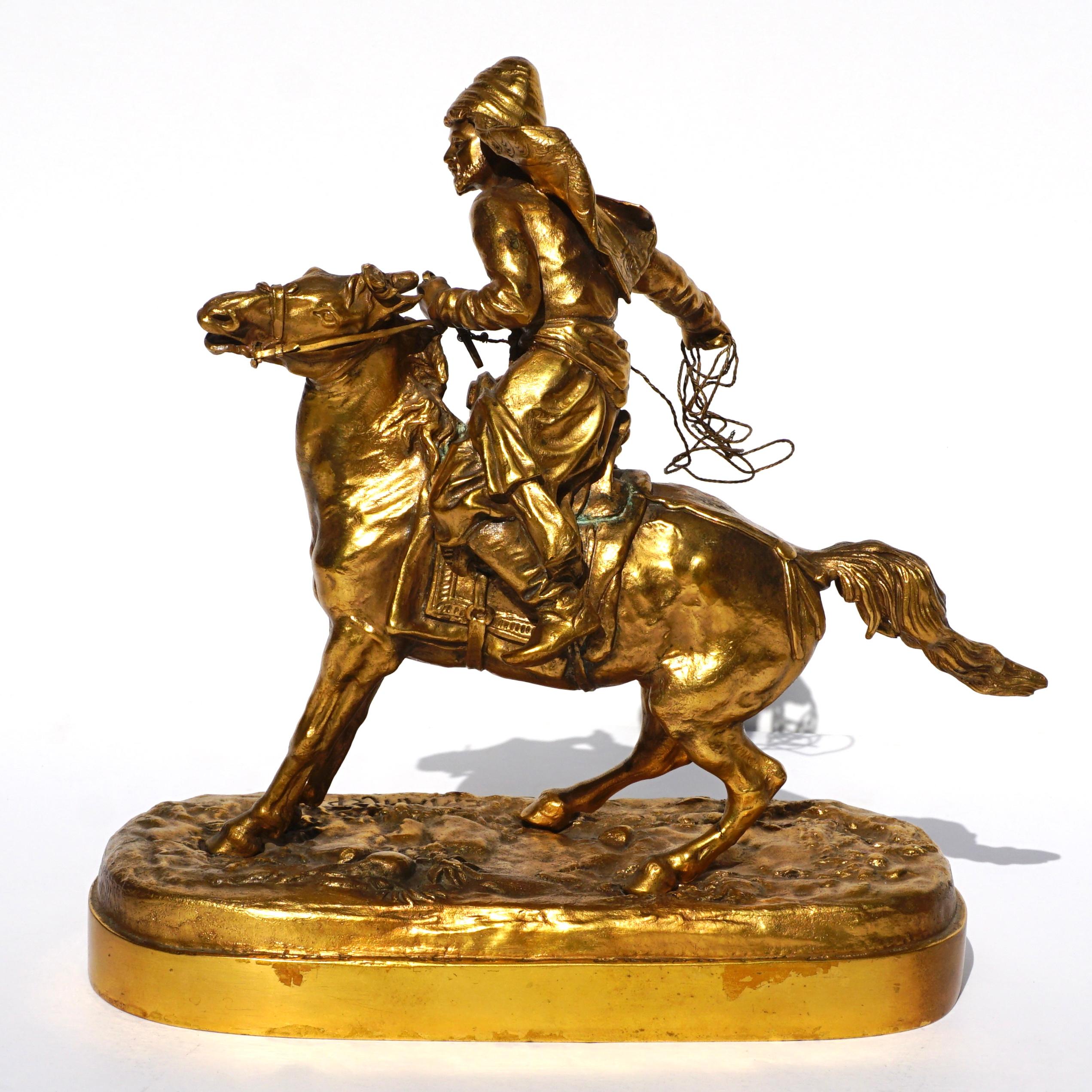 Eugene Alexandrovich Lanceray (Russian, 1848-1886) Cossack on Horse In Good Condition For Sale In Dallas, TX