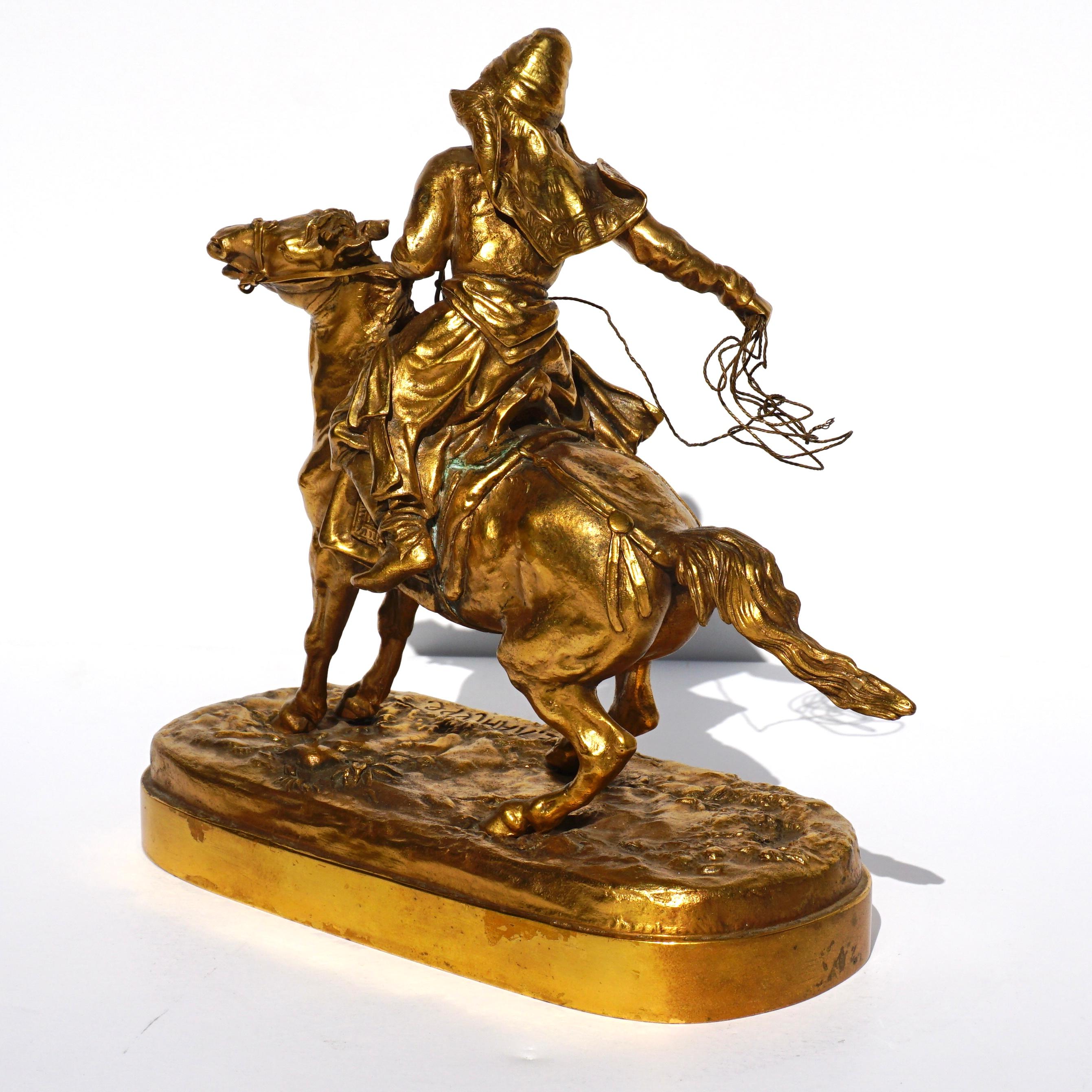 Late 19th Century Eugene Alexandrovich Lanceray (Russian, 1848-1886) Cossack on Horse For Sale