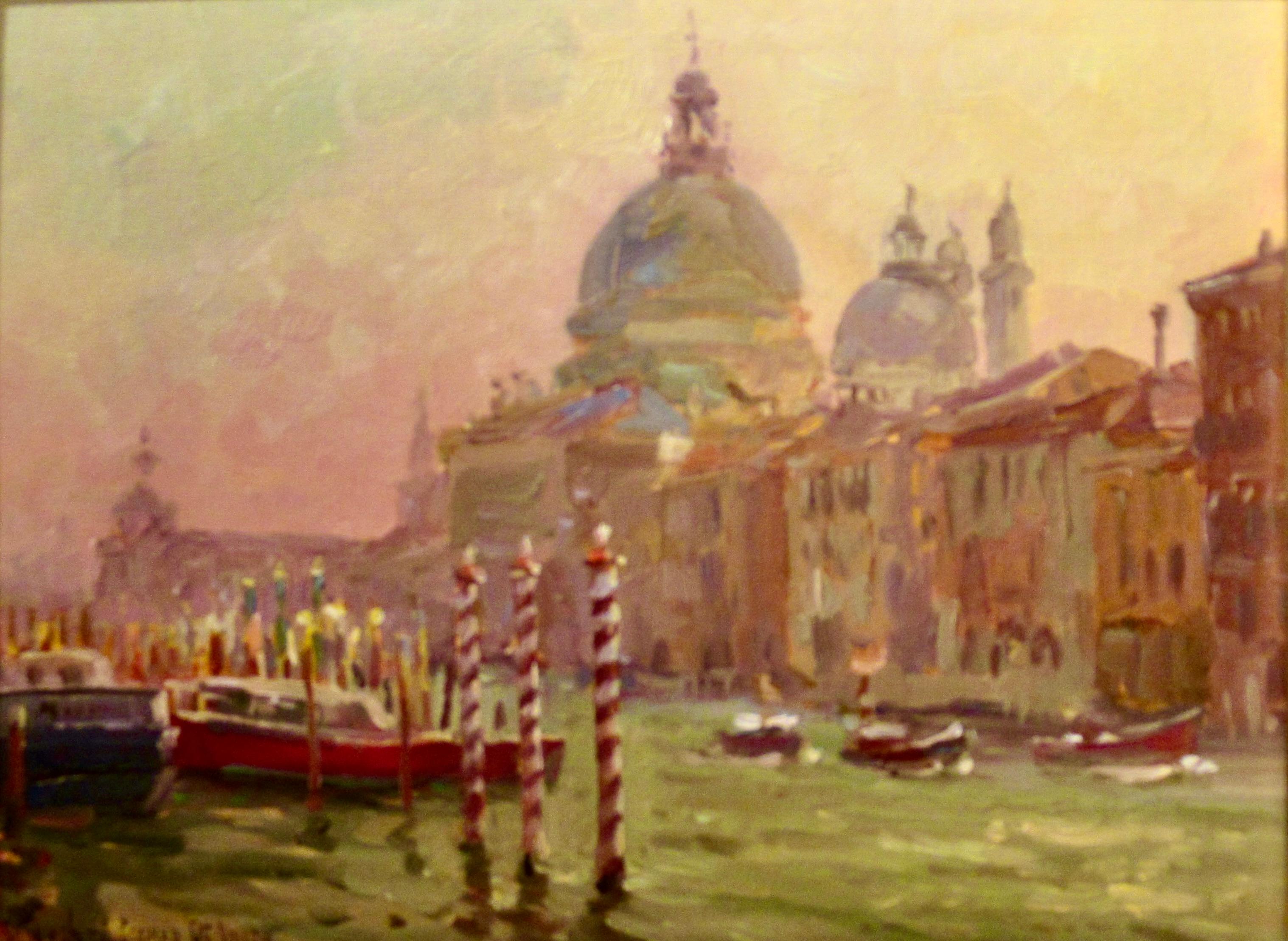 Venezia (Della Salute in Morning Haze) - Painting di Evgeny & Lydia Baranov