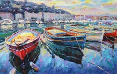 Boats at the Pier, Landscape Painting, Oil on Canvas, 2026
