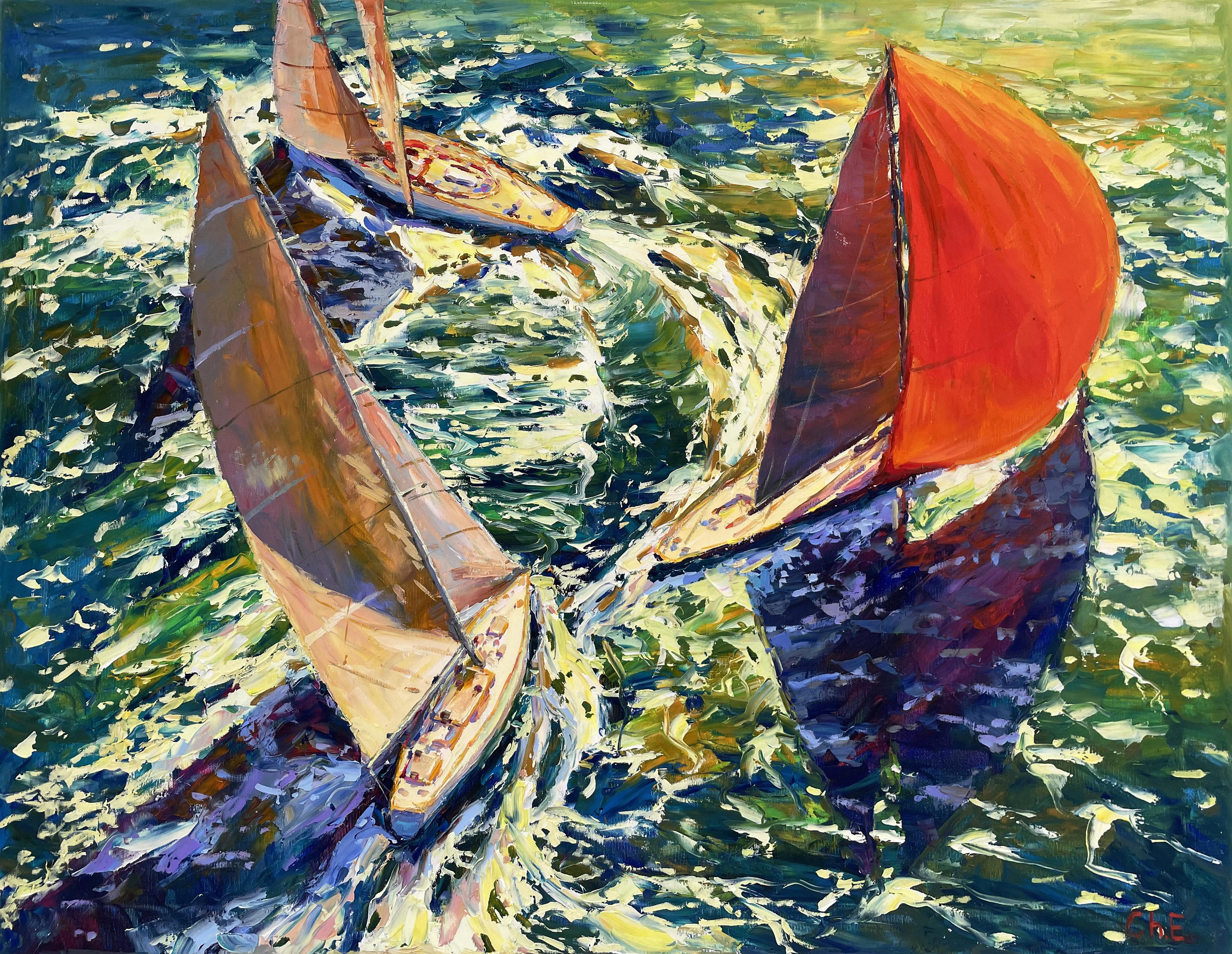 Evgeny Chernyakovsky Landscape Painting – "Captive to the waves"