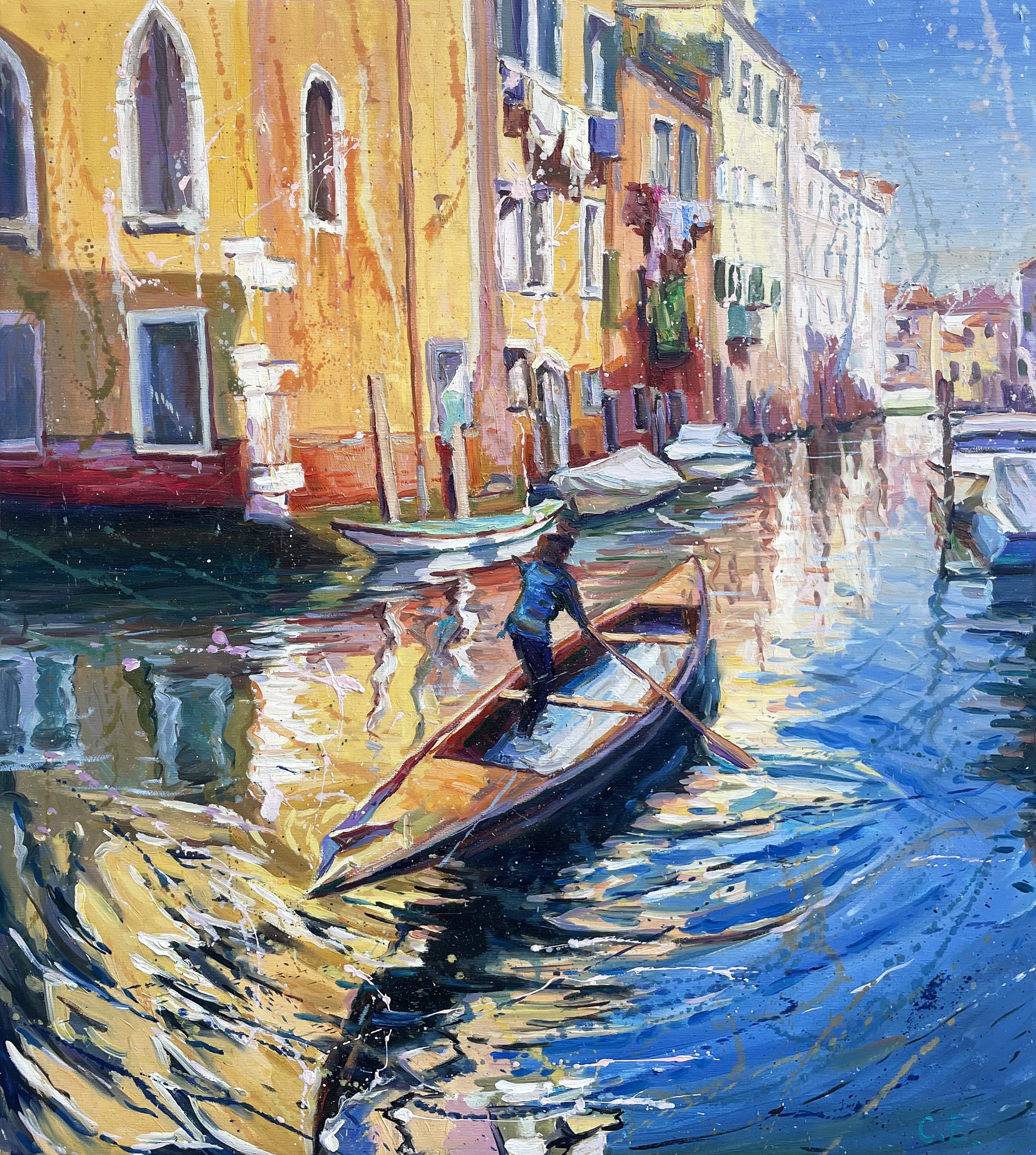 Evgeny Chernyakovsky Figurative Painting - "Courtyard in Venice"