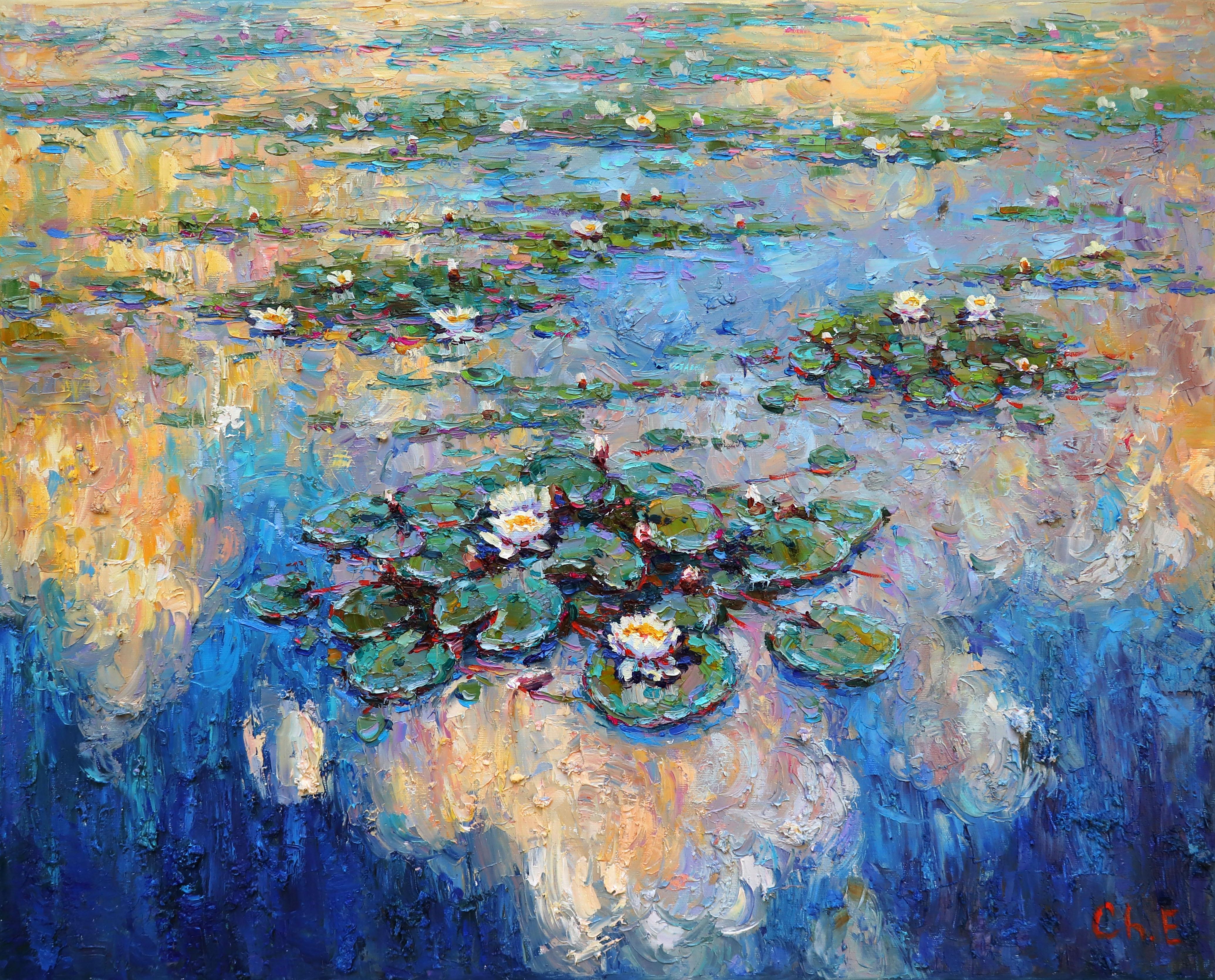 Evgeny Chernyakovsky Landscape Painting - "Lily Pond"