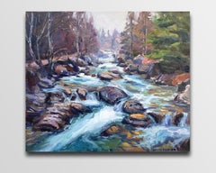 « River 3 », peinture de paysage originale, huile sur toile, 2023