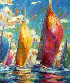 Sailboats, Impressionist Landscape Painting, Oil on Canvas, 2026