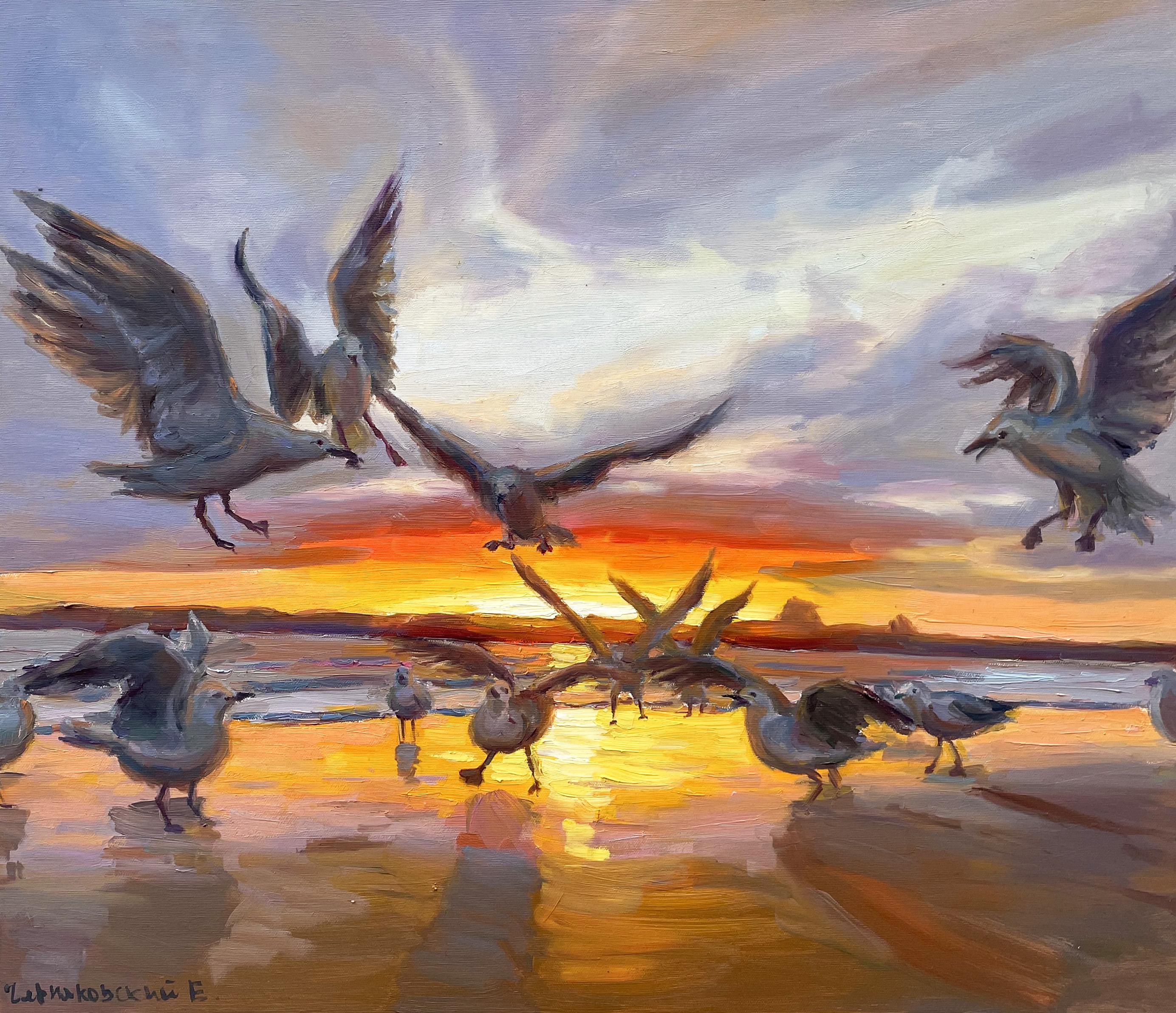 Landscape Painting de Evgeny Chernyakovsky - "Gaviotas"
