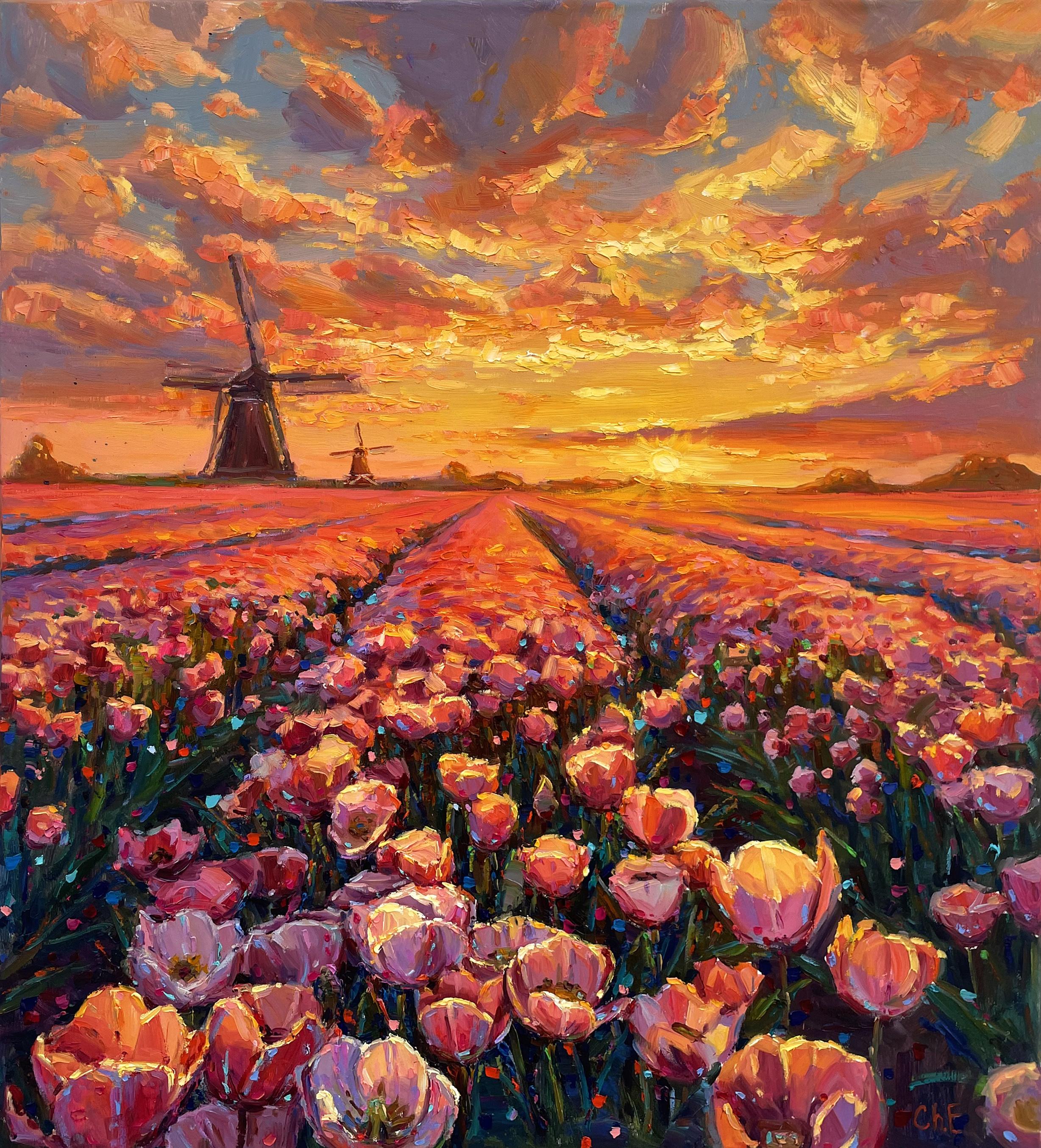 Evgeny Chernyakovsky Landscape Painting - "Tulips"