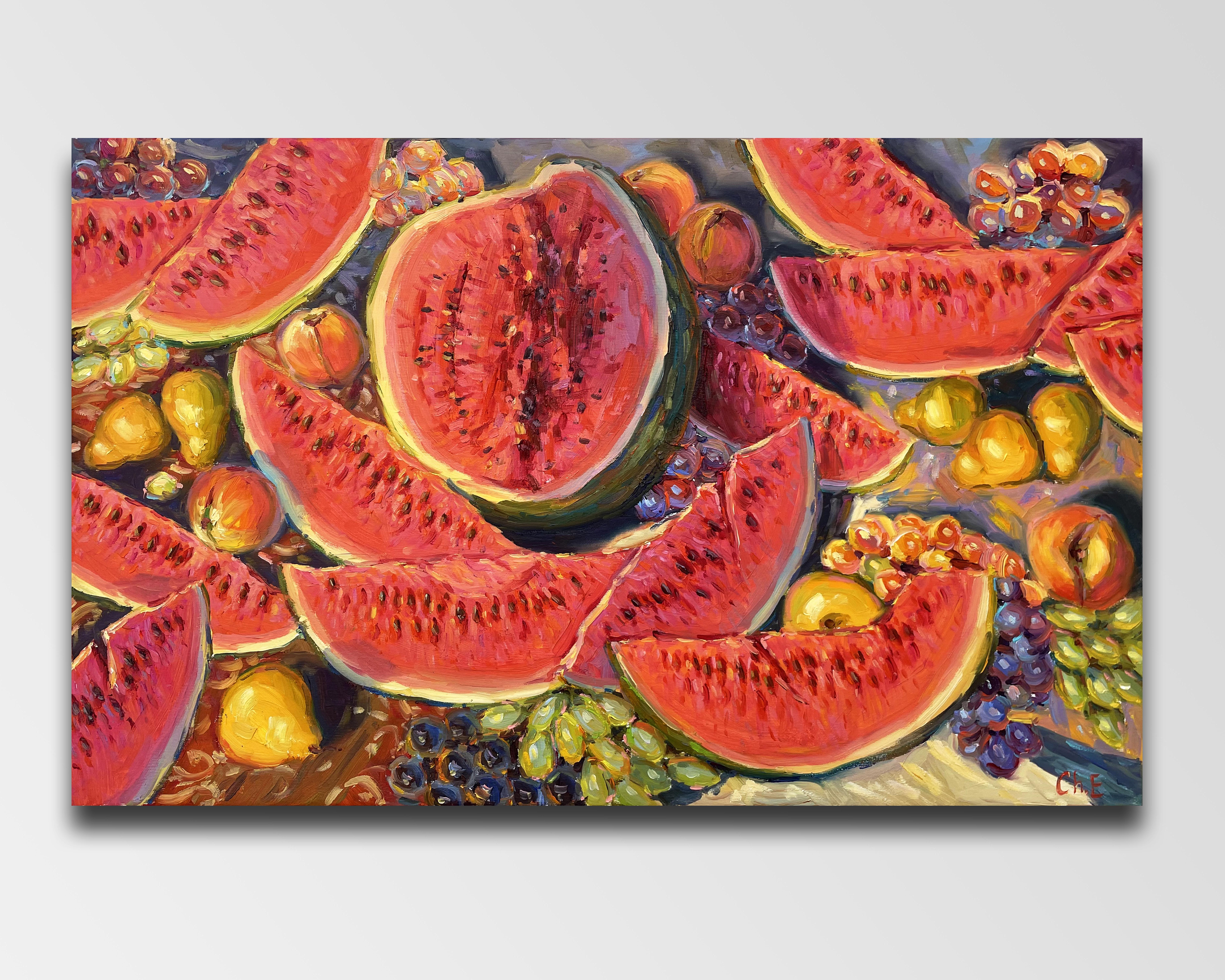 Evgeny Chernyakovsky Still-Life Painting - "Watermelon"