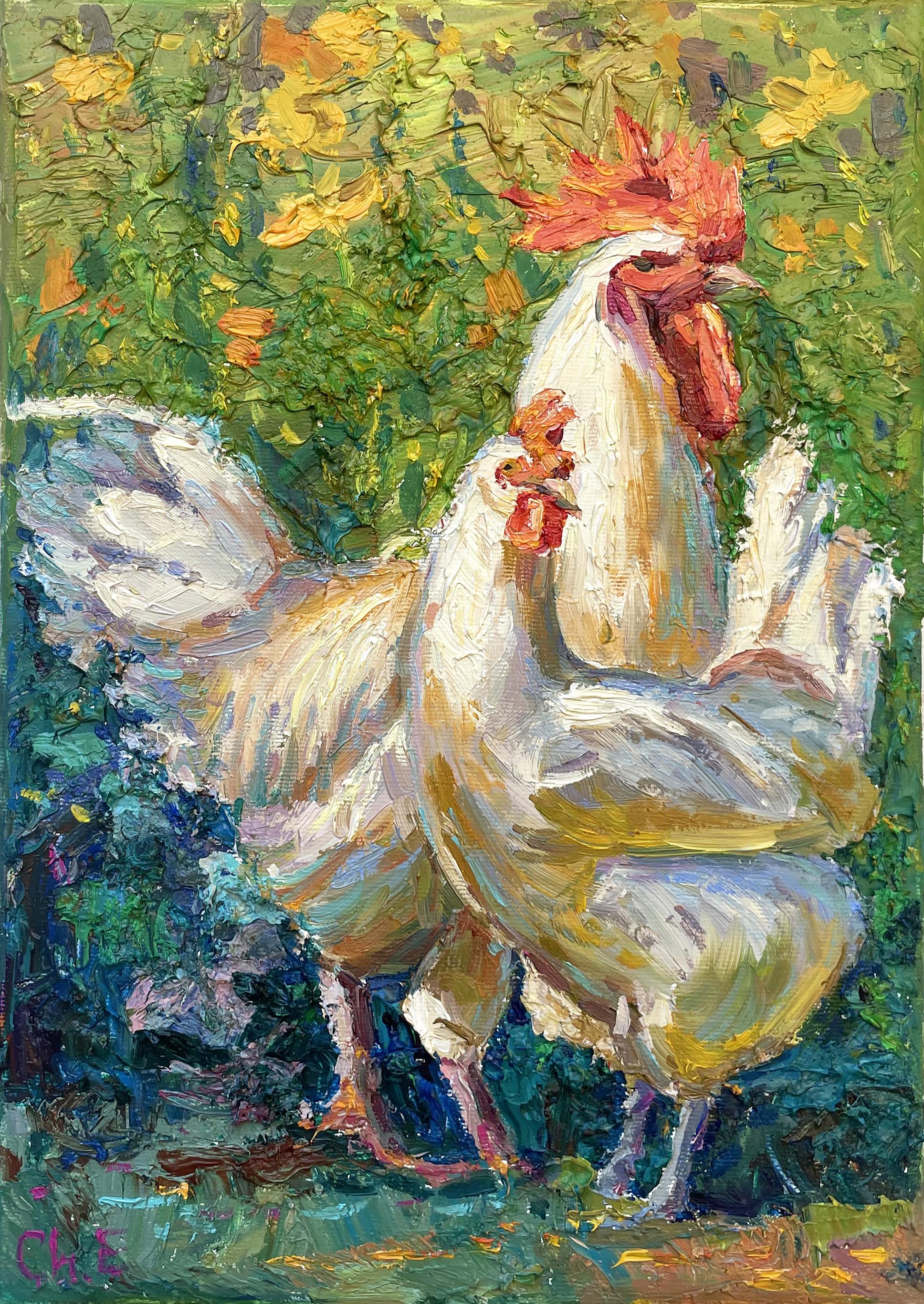 Landscape Painting Evgeny Chernyakovsky - "Poulets blancs"