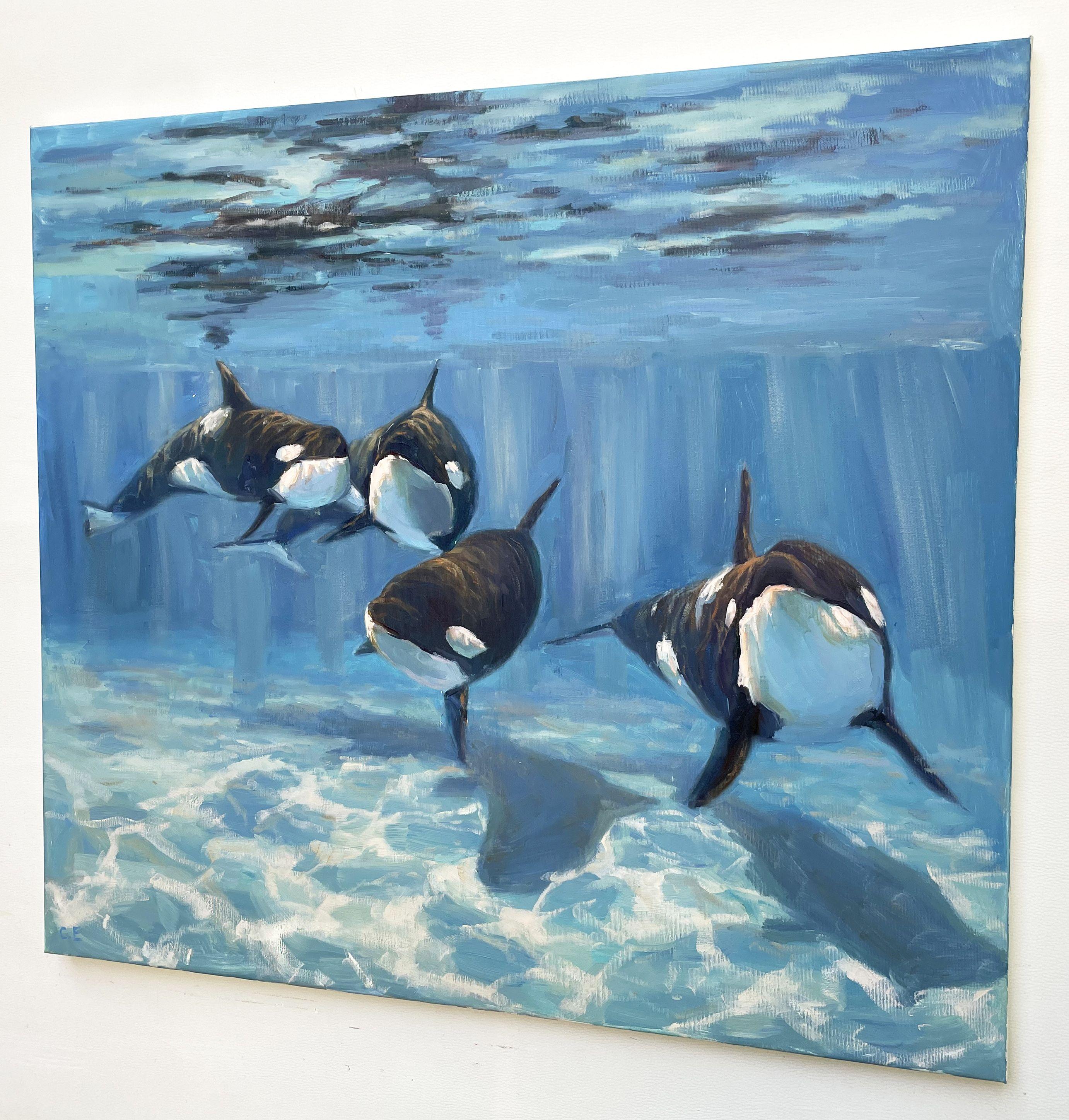 A Pod of Killer Whale, Gemälde, Öl auf Leinwand (Impressionismus), Painting, von Evgeny Chernyakovsky